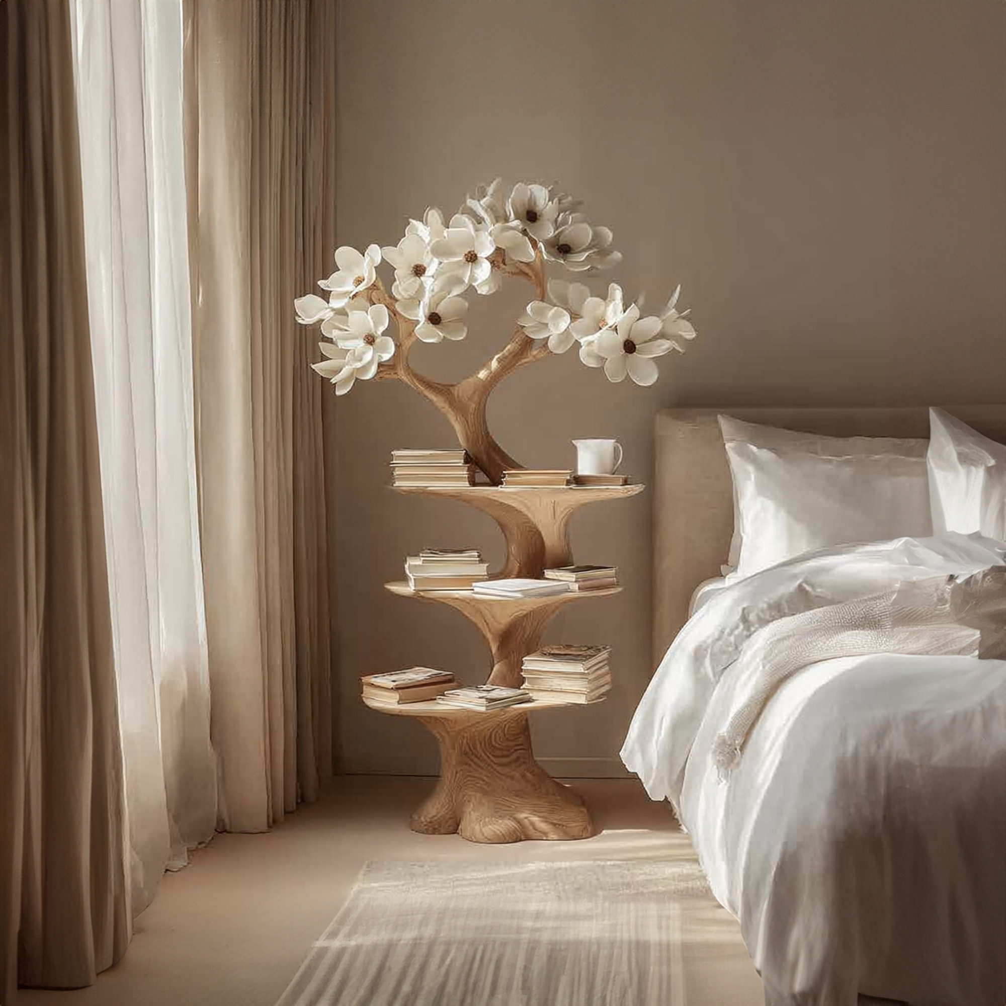 Rustic Tree Bedside Table Bedroom SINLKIBT063