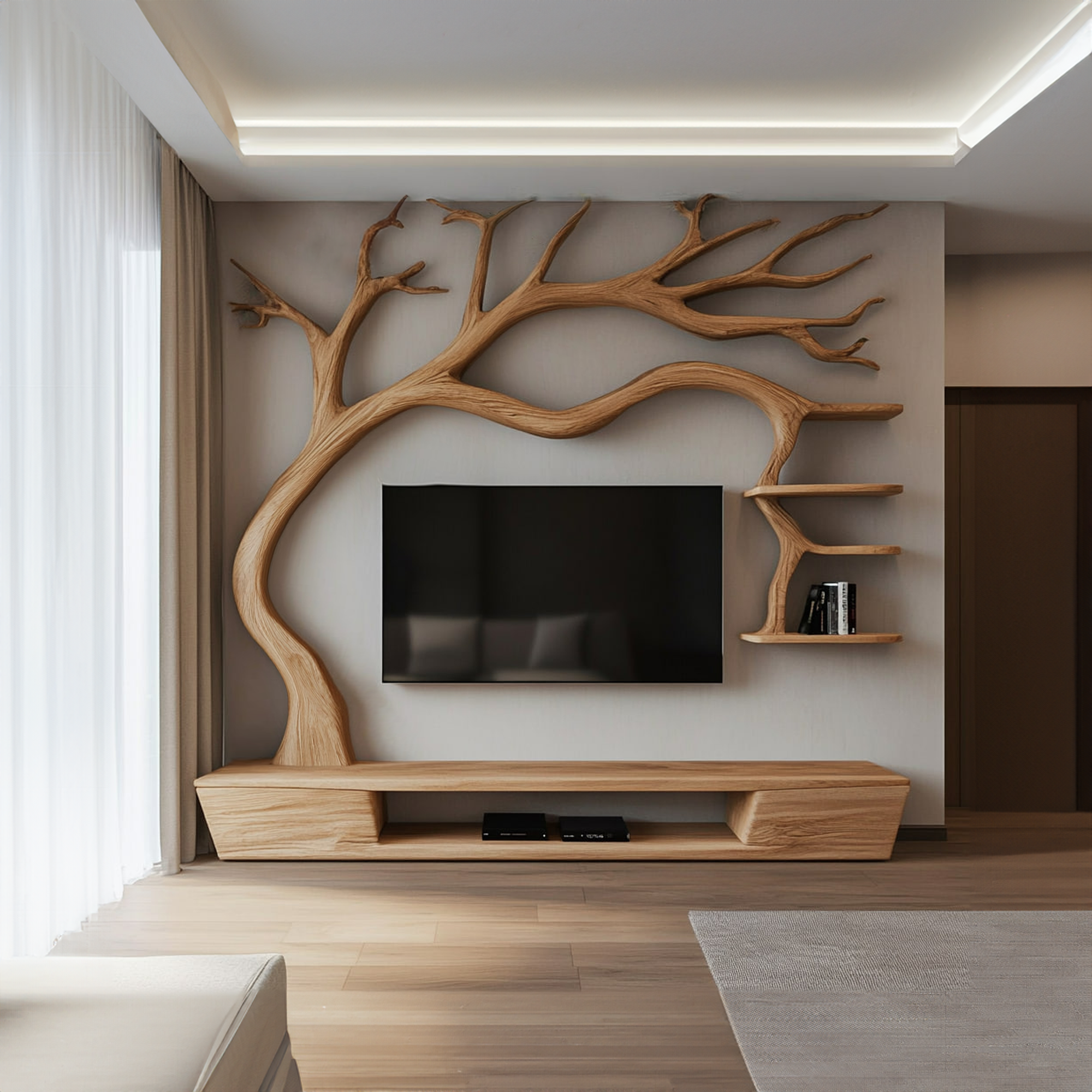 Rustic Tree TV Cabinet Living Room Bedroom Wall Unit SINLKITB340