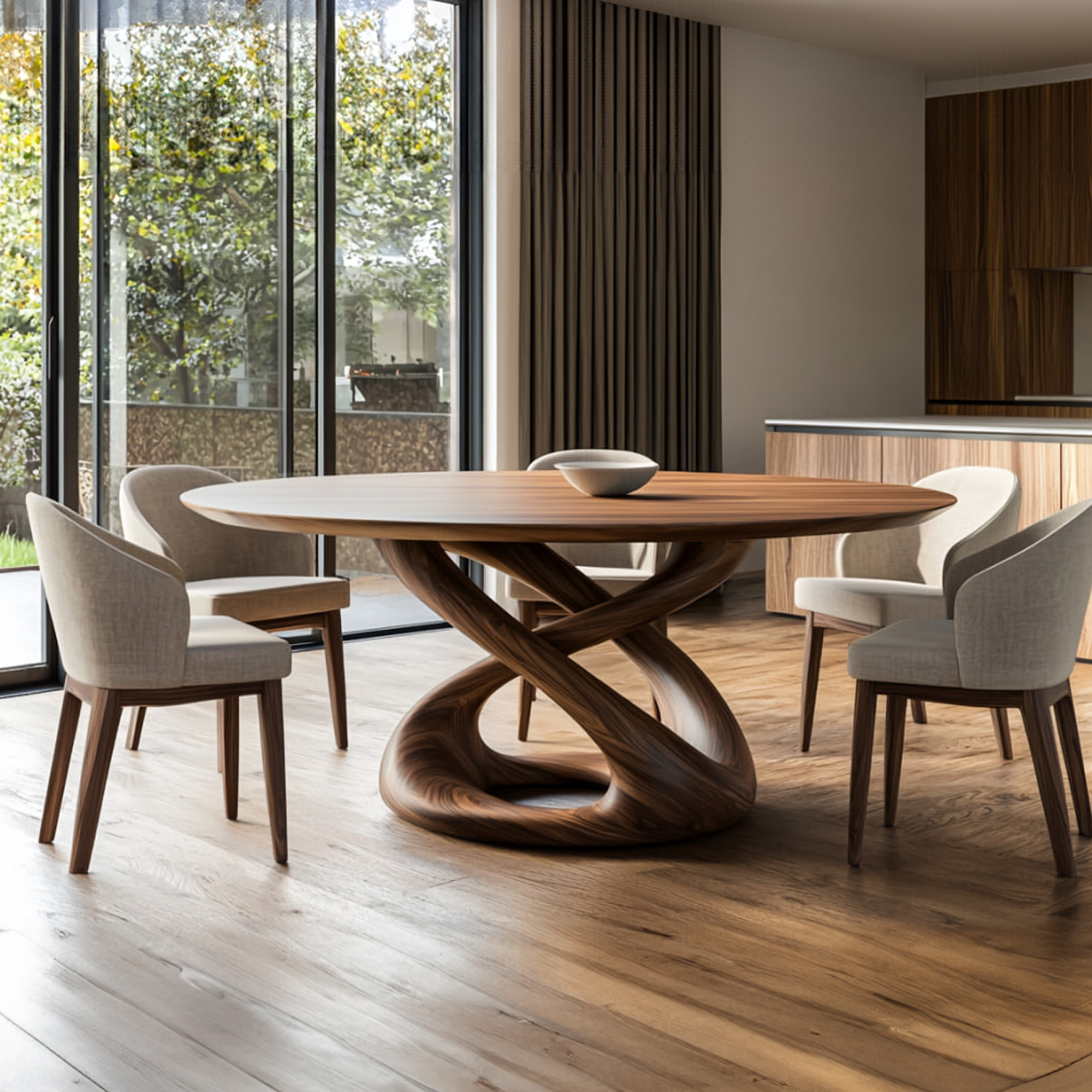 Rustic Round Dining Table Sculptural Kitchen SINLKIDT123