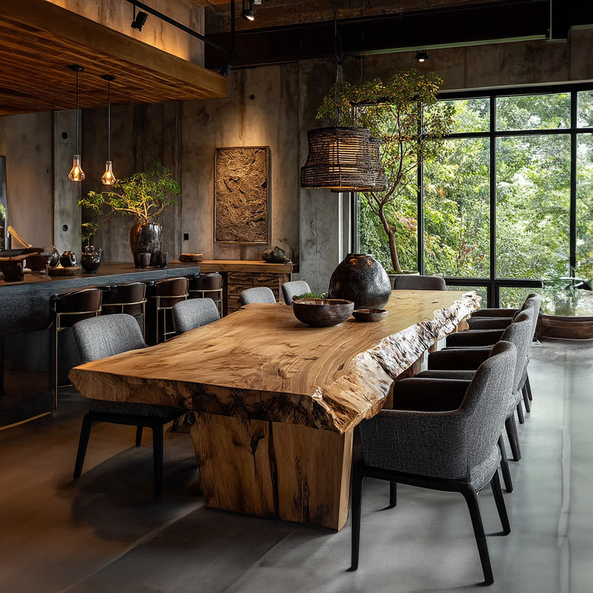 Mid Century Live Edge Table Dining Room SINLKIDT081