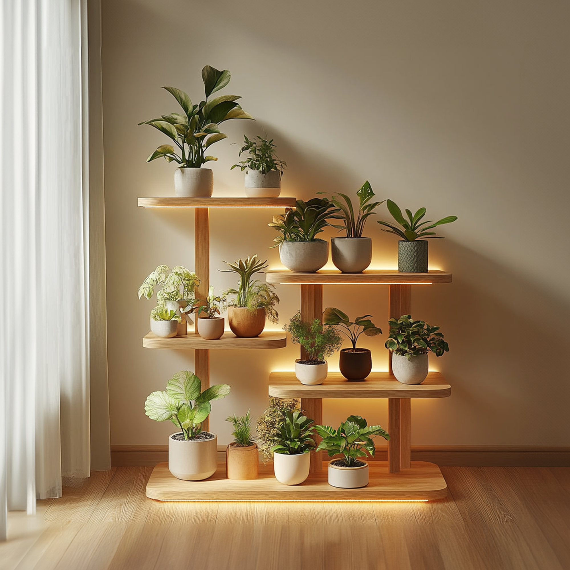 Mid Century Modern Plant Display Living Room SINLKITT086