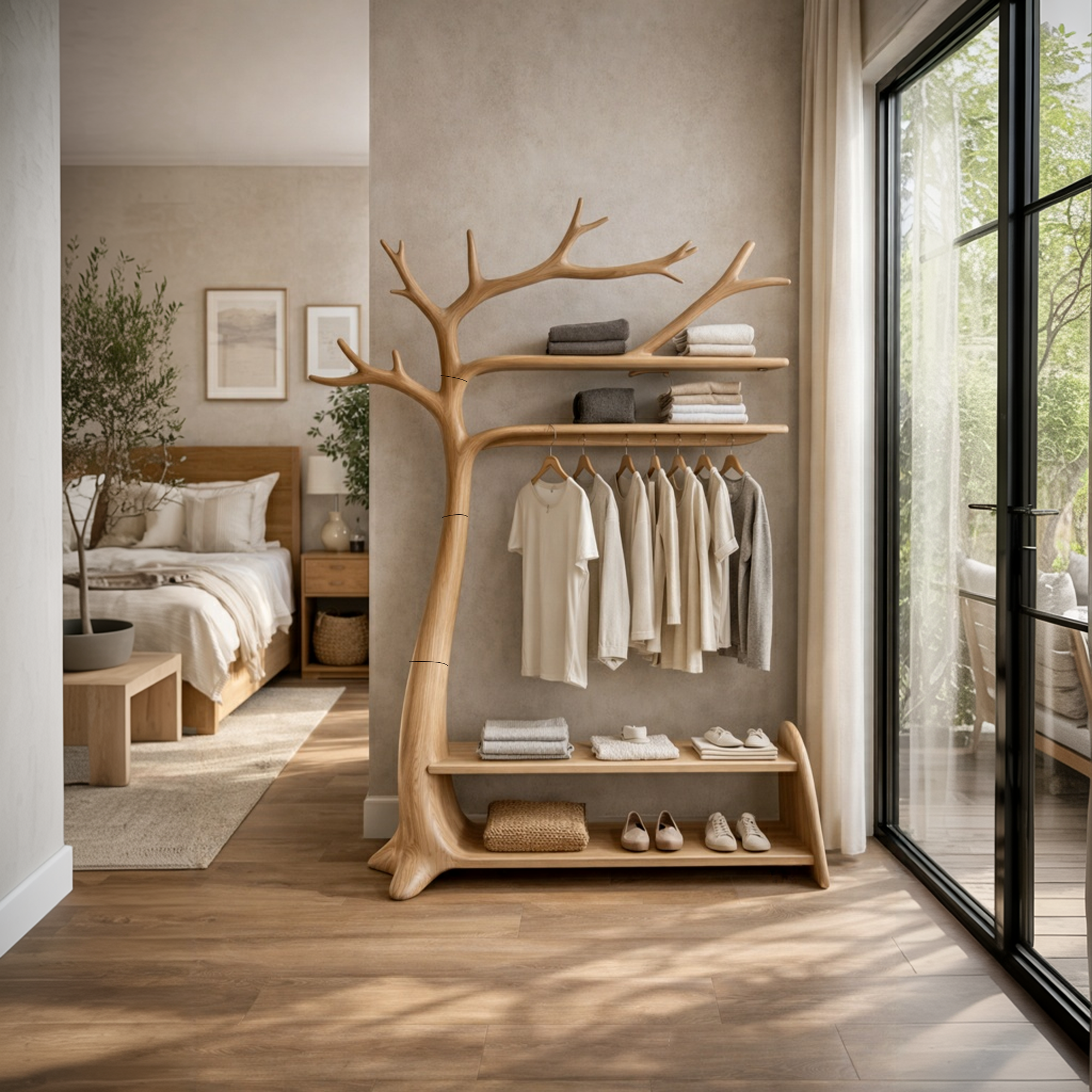 Natural Tree Coat Rack Bedroom Corner SINLKITCR083