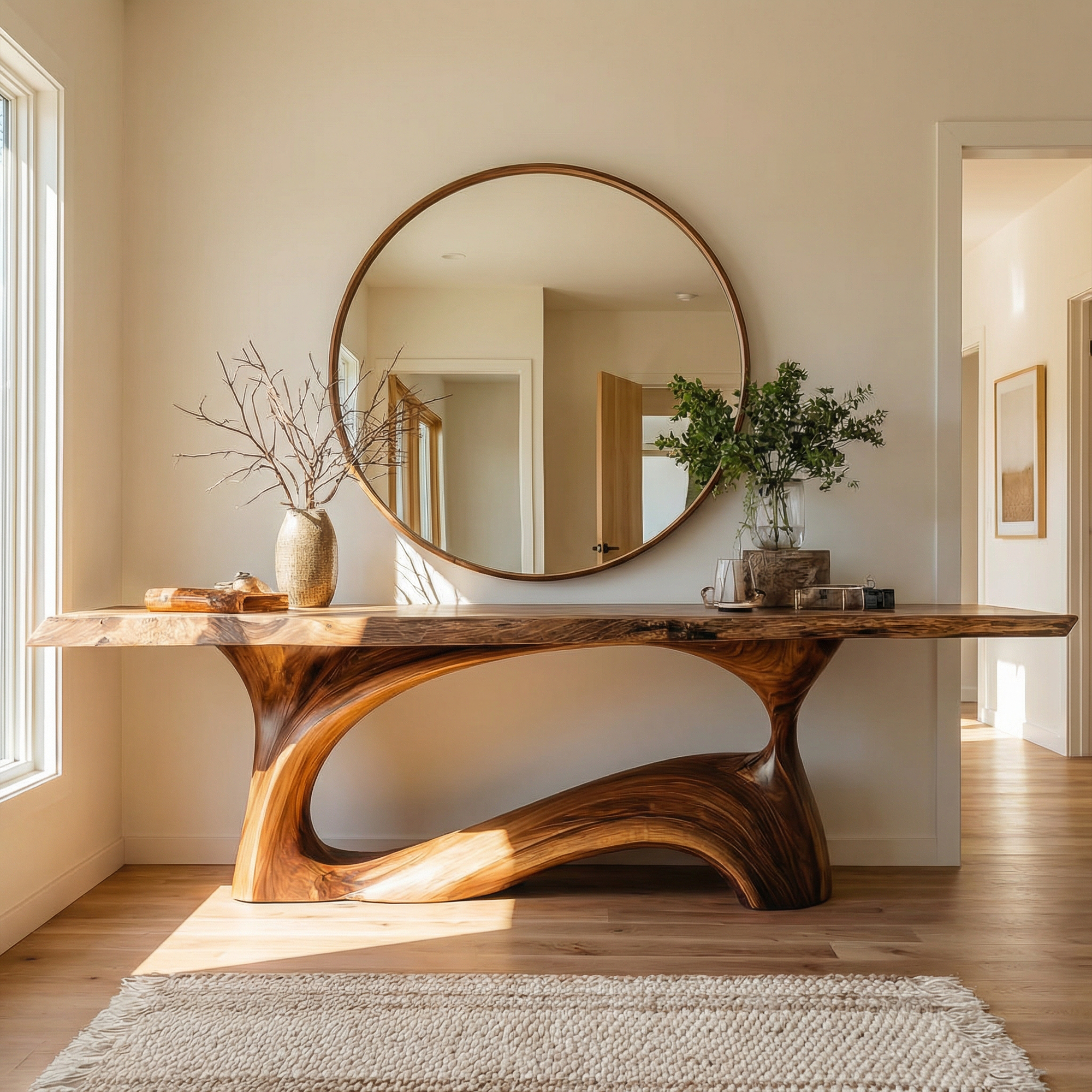 Natural Live Edge Sculptural Console Table Entryway Hallway Living Room SINLKICS499