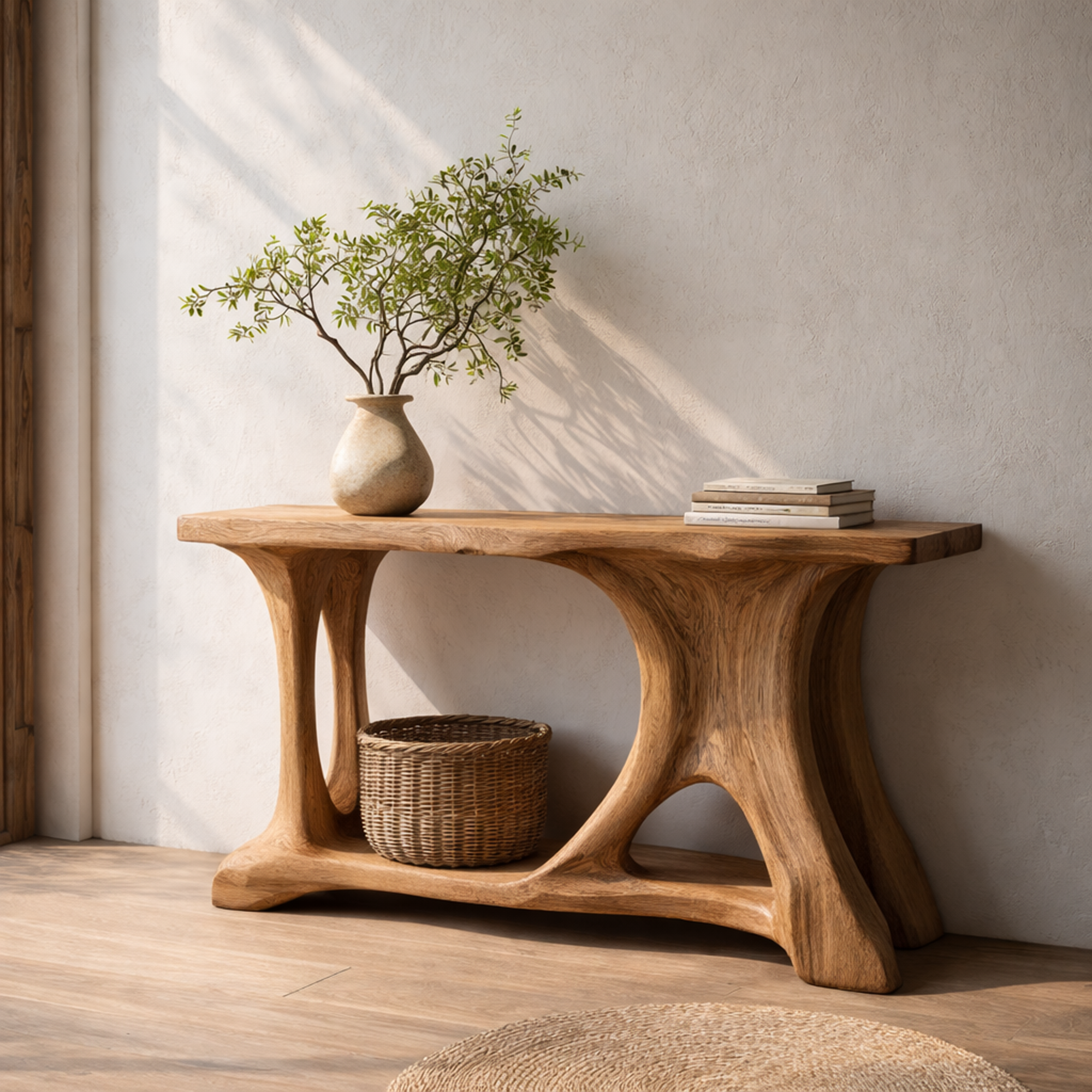 Sculptural Tree Inspired Console Table Handcrafted Art Furniture For Interior Design SINLKICS458