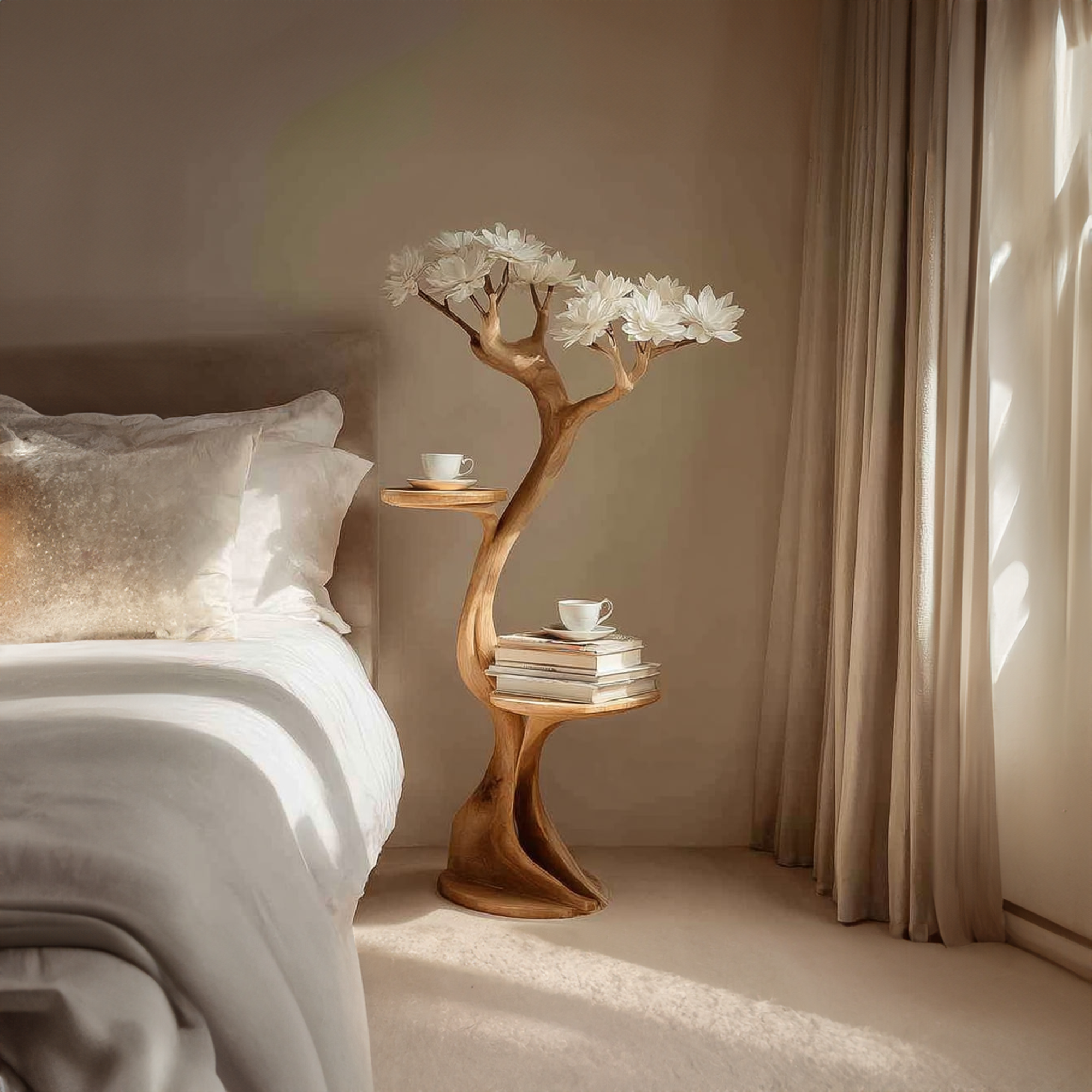 Rustic Tree Shaped Bedside Table Bedroom SINLKIBT056