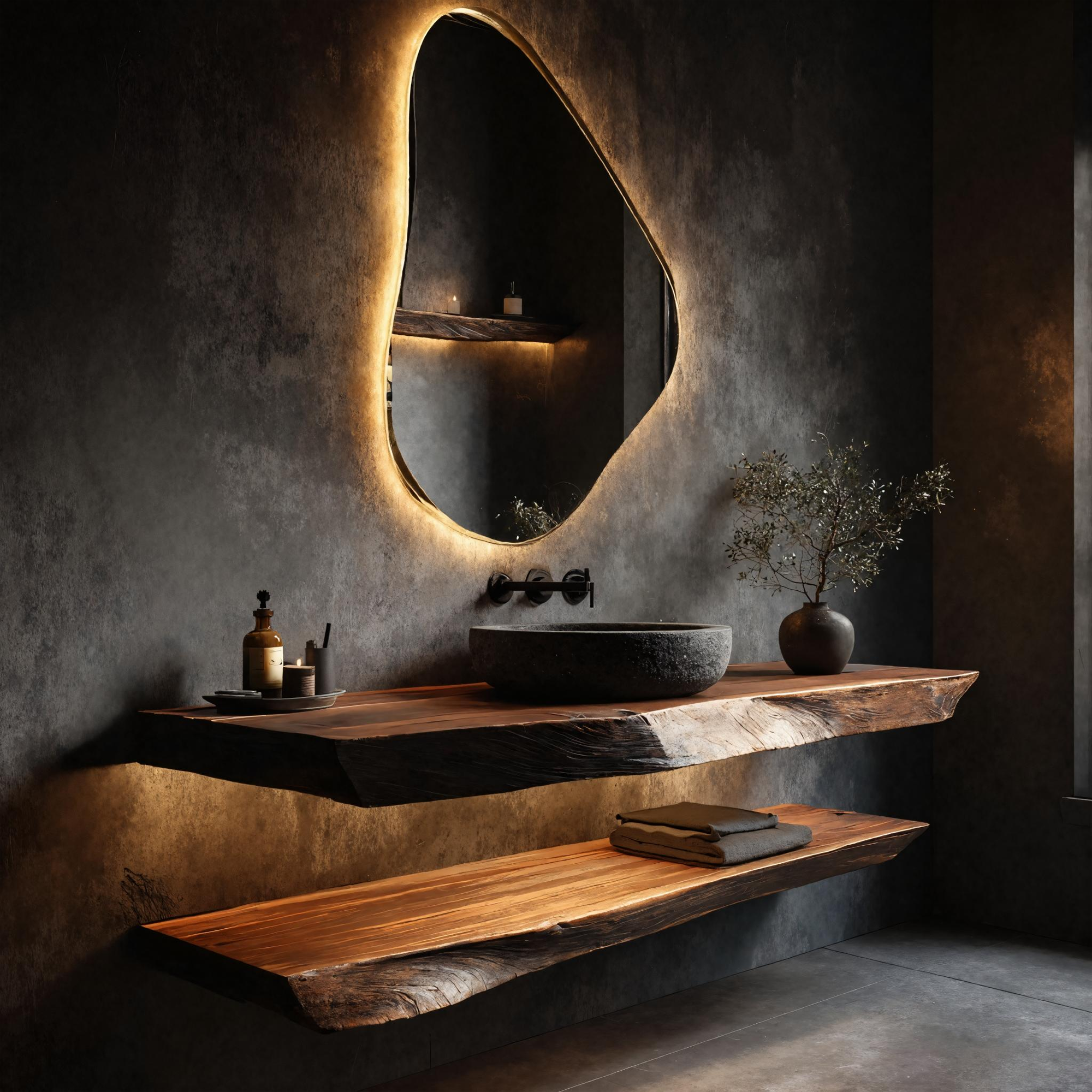 Organic Modern Bathroom Vanity Wall Mounted Wood Shelf SINLKIBRV249