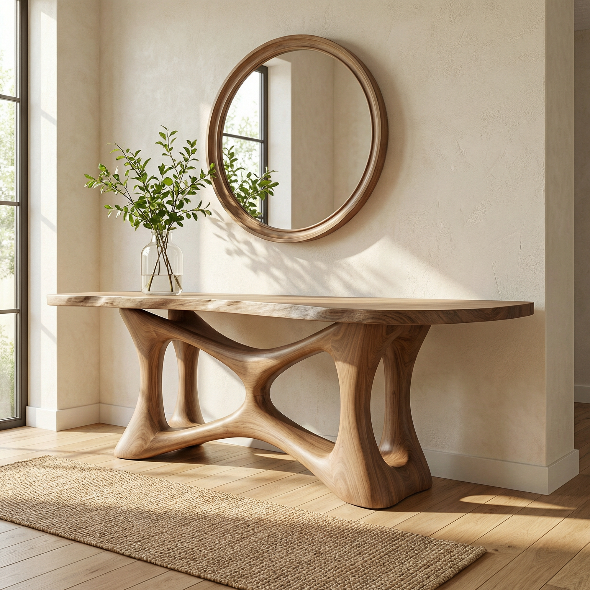 Organic Sculptural Console Table Sofa Back Living Room SINLKICS509