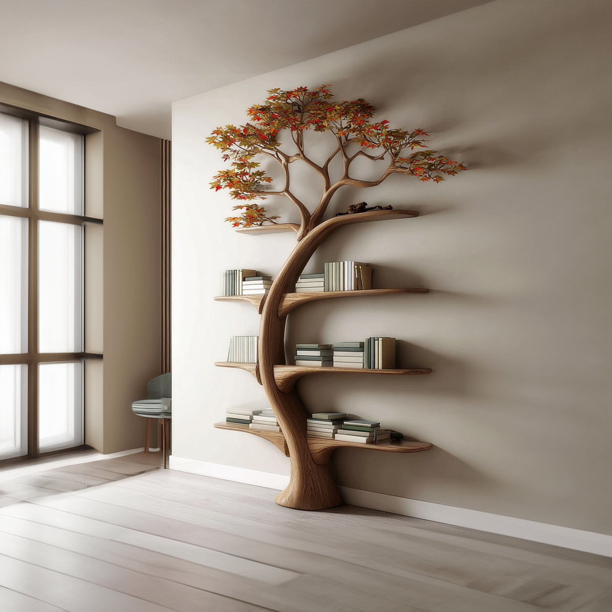 Midcentury Tree Bookshelf Bedroom Home Office SINLKITB247