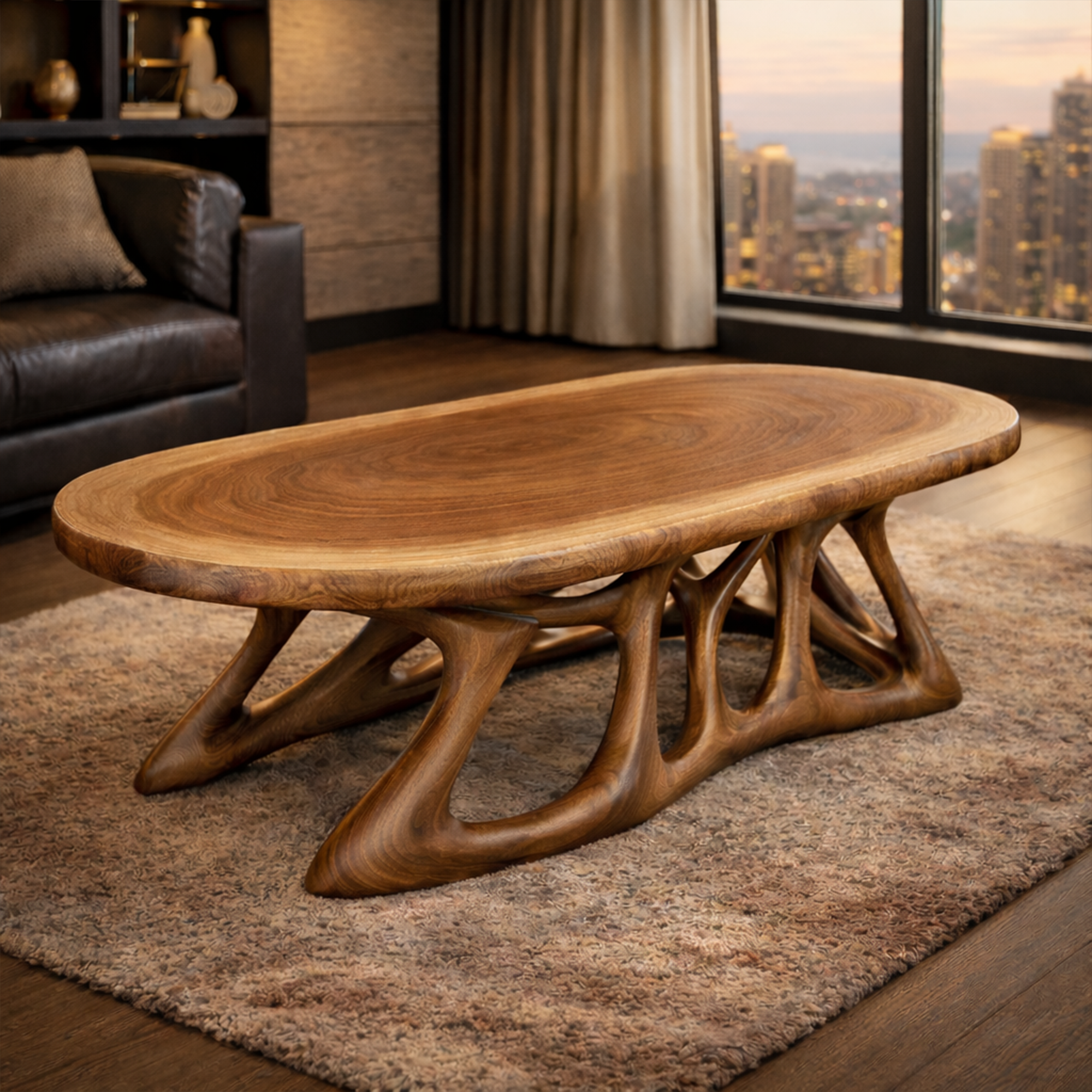 Organic Root Inspired Solid Wood Coffee Table Modern Living Room Interior SINLKICF304