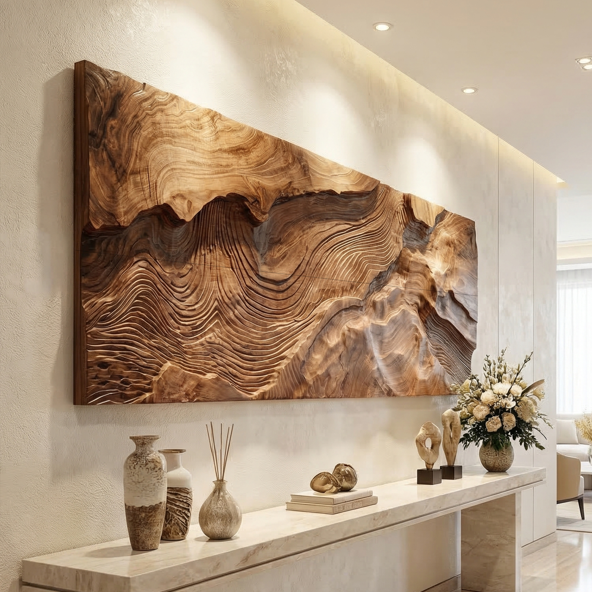 Modern Topographic Wood Wall Art Living Room Wall Decor SINLKIWD040