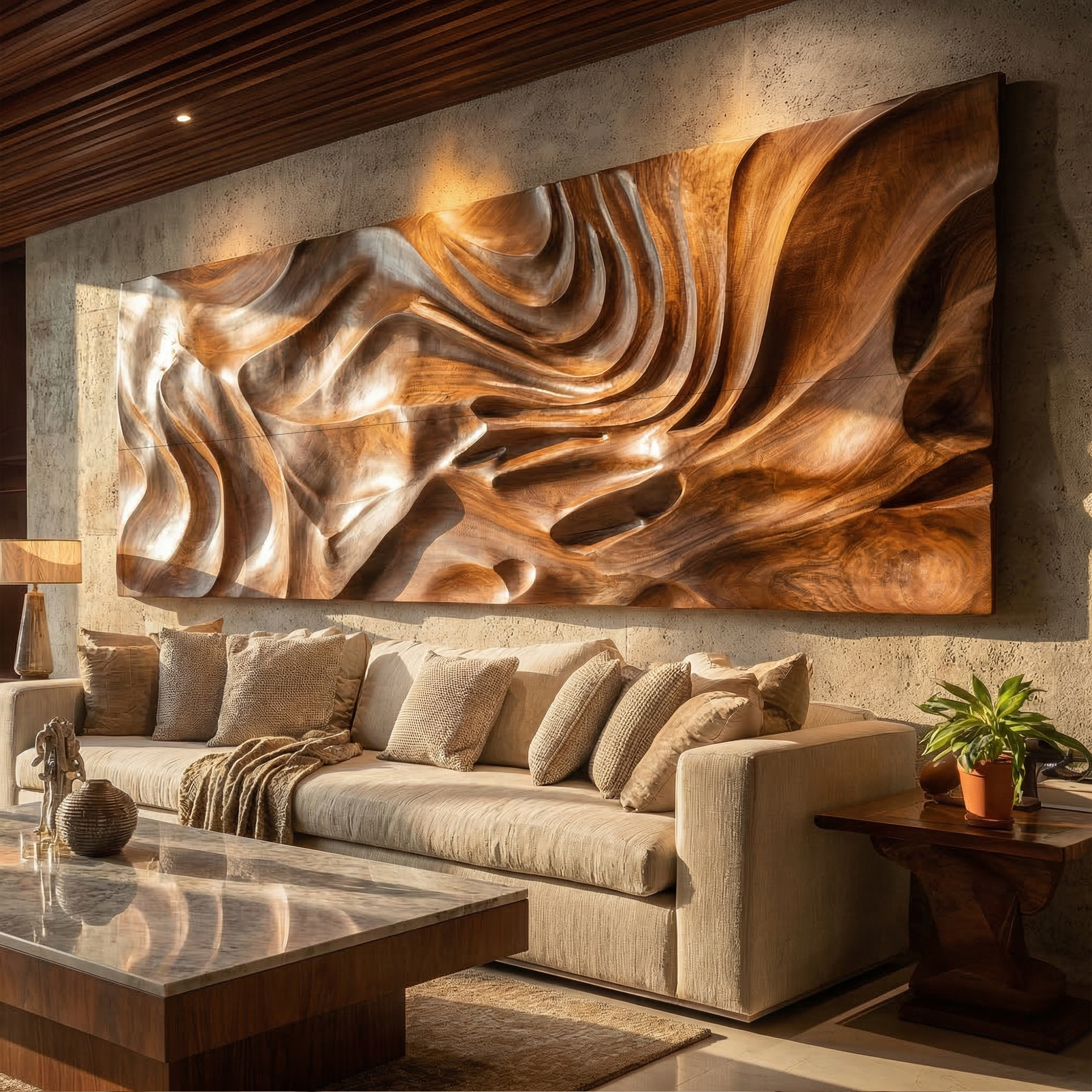 Modern Sculptural Abstract Wood Wall Art Living Room Wall Decor SINLKIWD041