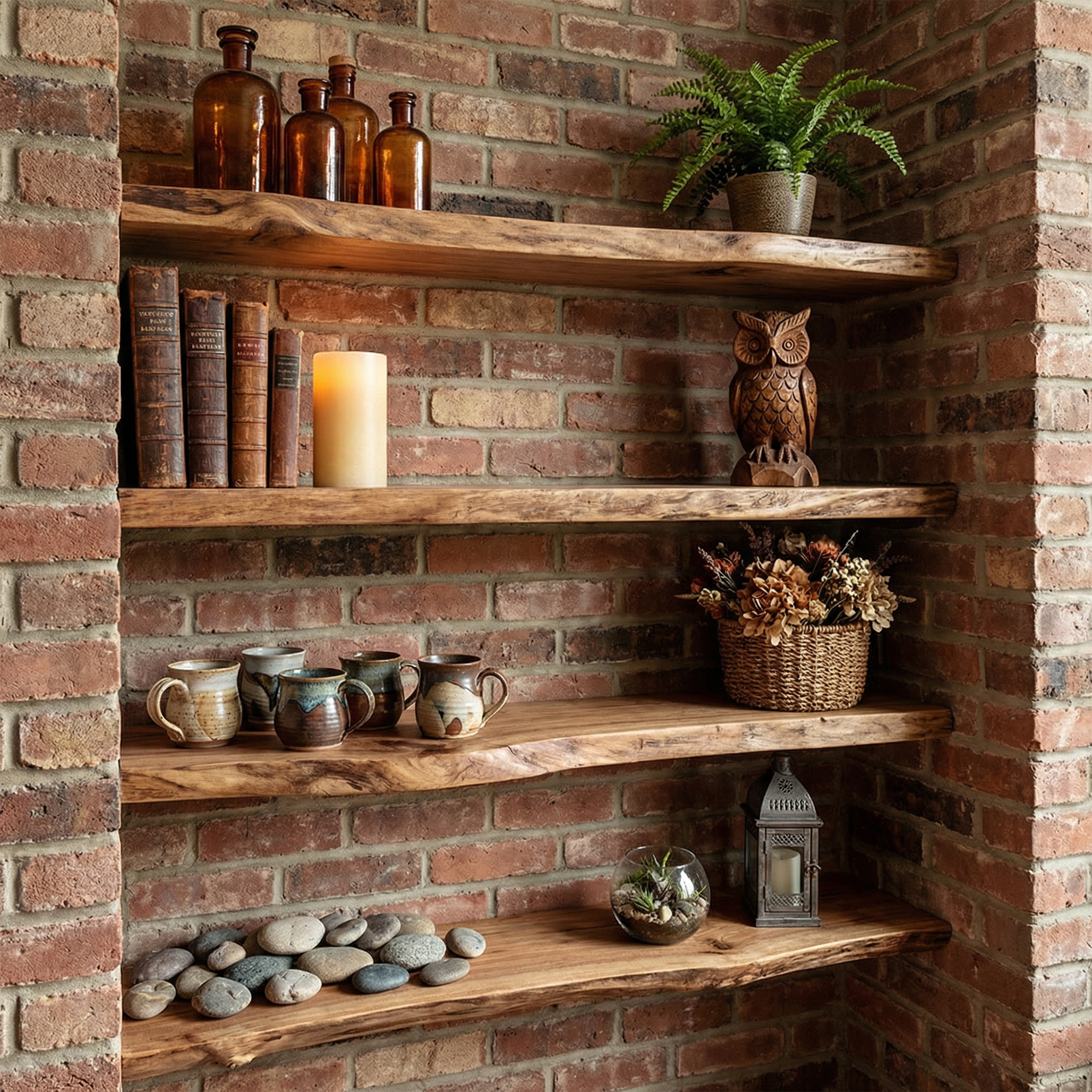 Industrial Rustic Floating Wall Shelves Solid Wood SINLKIFL493