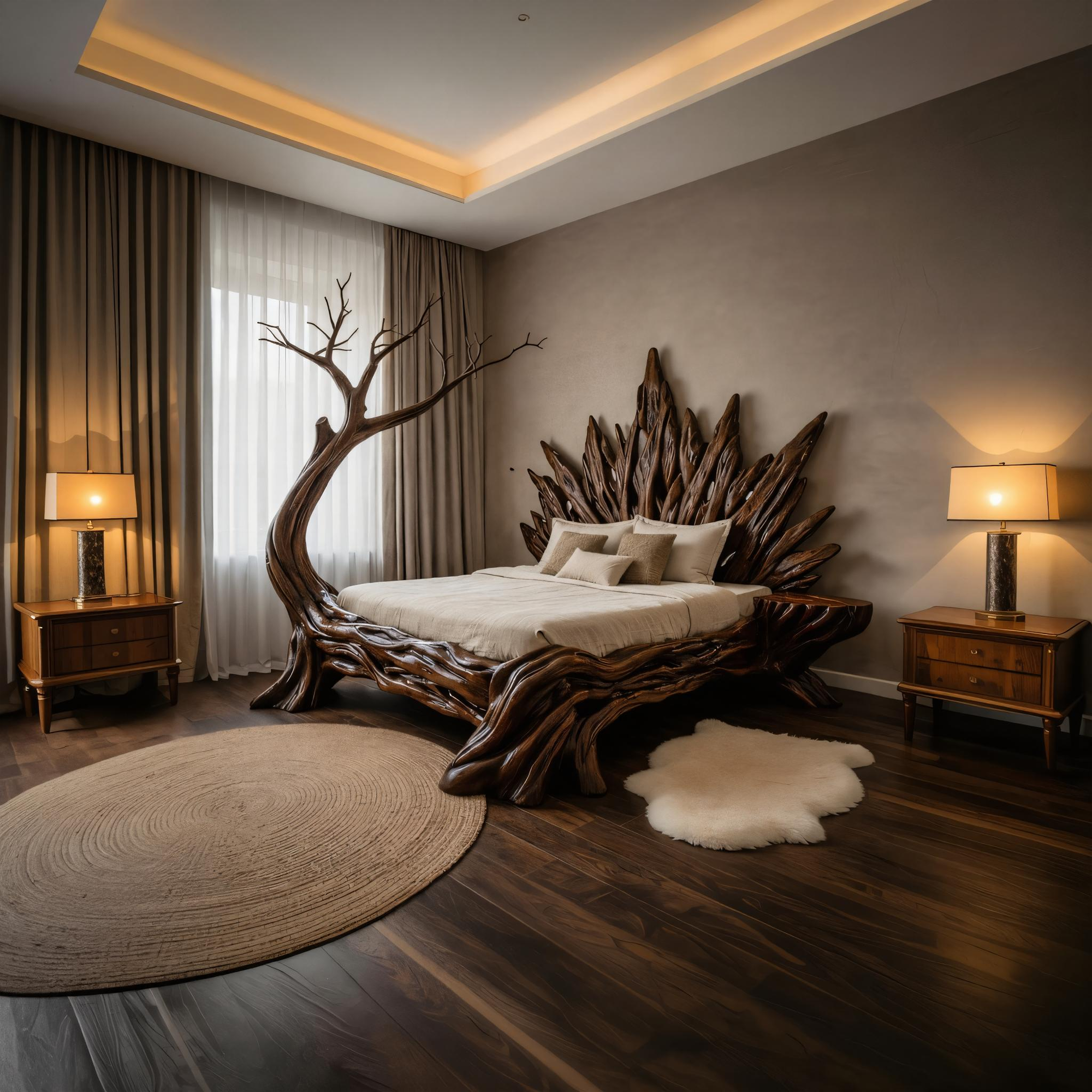 Rustic Minimal Bedroom Wood Platform Bed SINLKIWB086