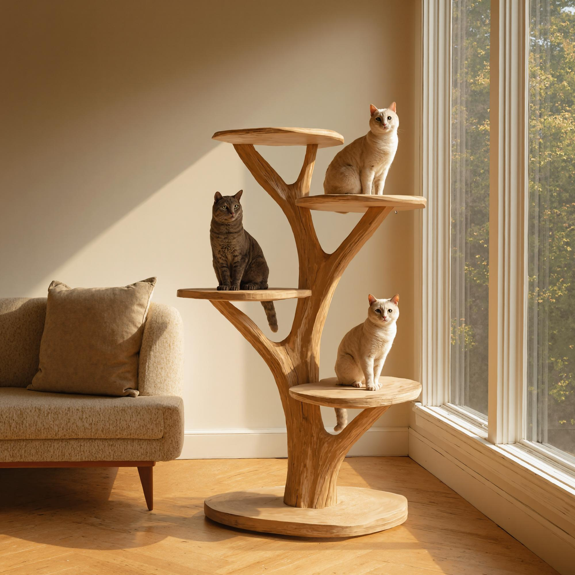 Rustic Cat Play Tree Stand Living Room Artistic Pet Decor SINLKITT048