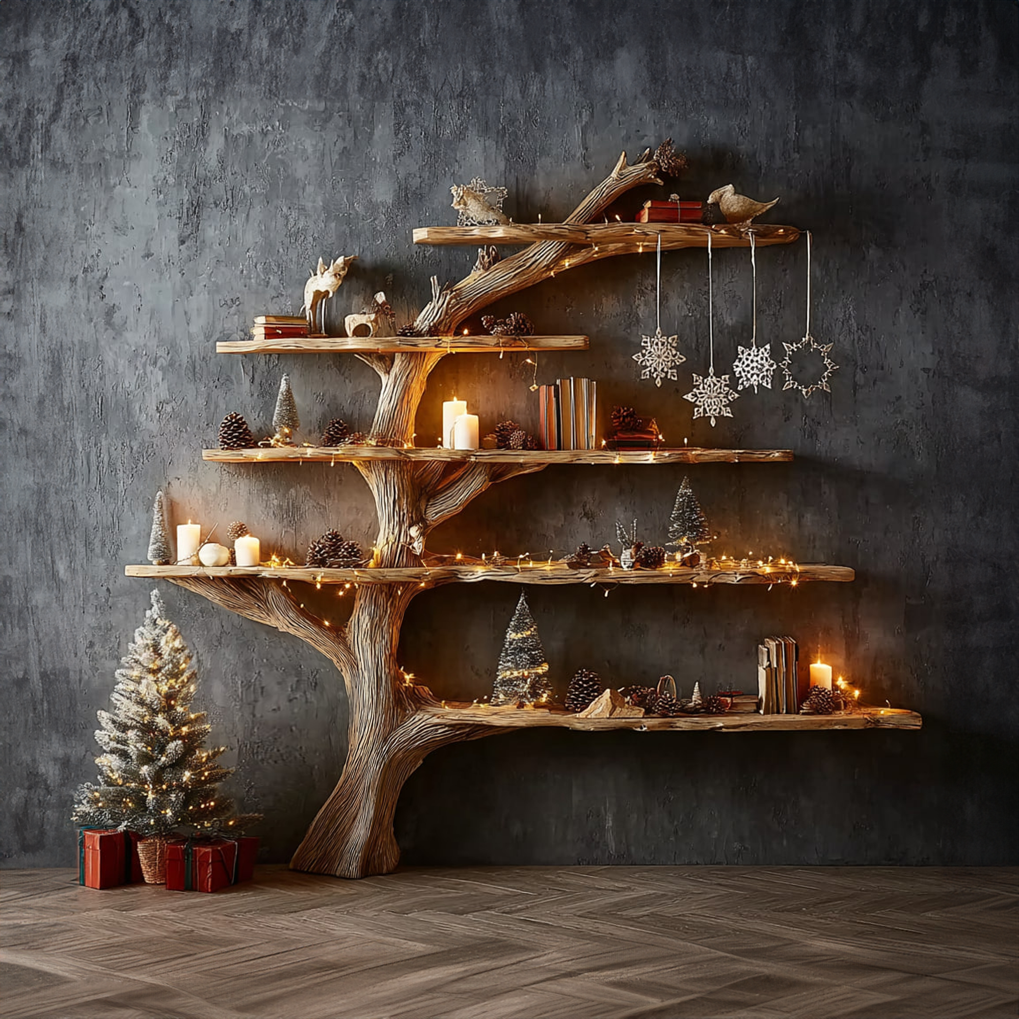 Rustic Tree Bookshelf Living Study SINLKITB277