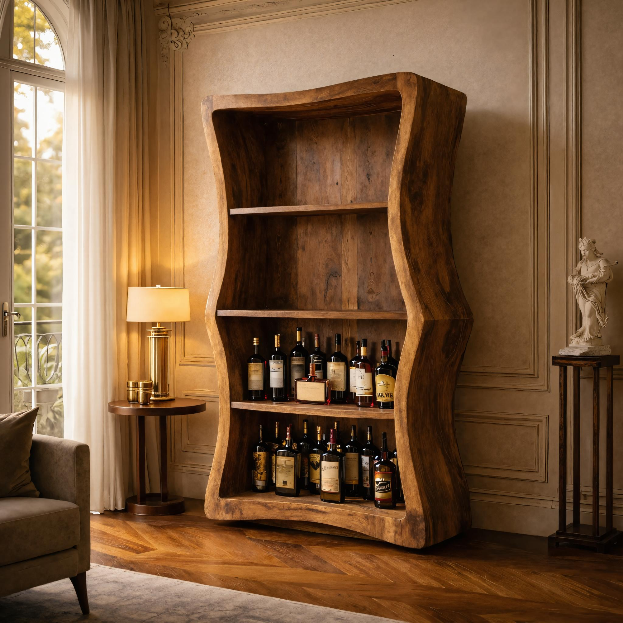 Organic Modern Sculptural Display Bar Cabinet For Living Room SINLKISC445