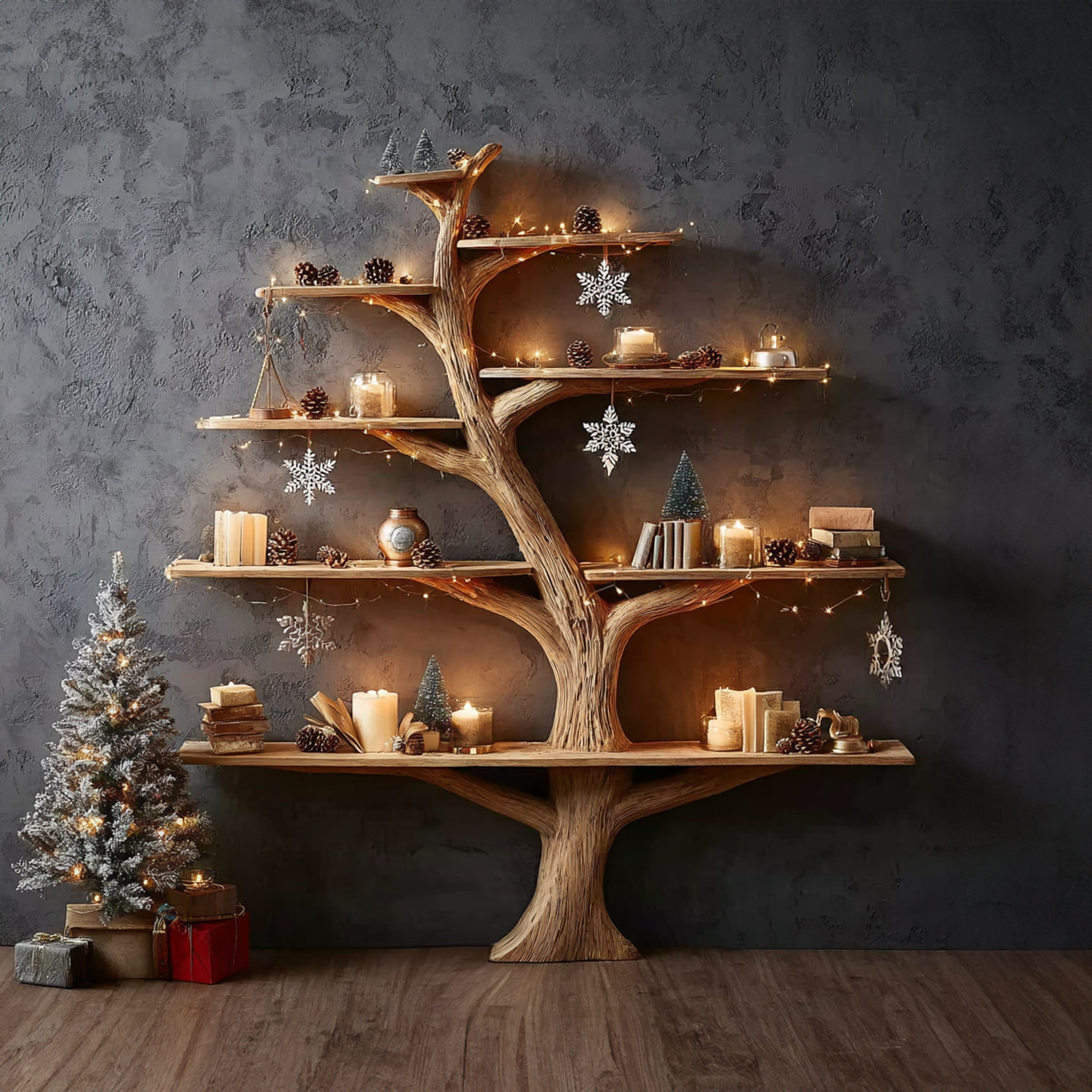 Rustic Tree Bookshelf Holiday Study Bedroom SINLKITB278