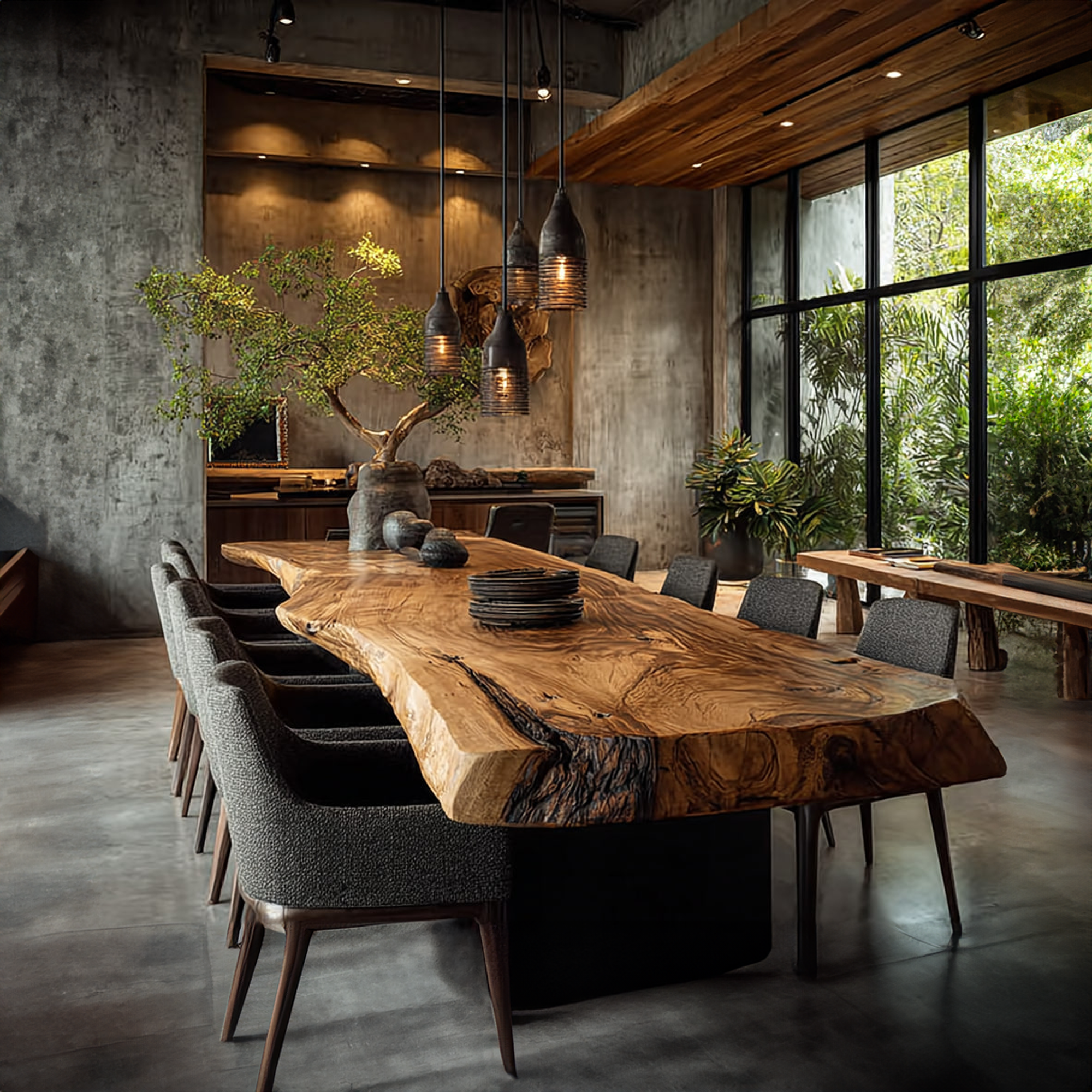 Rustic Dining Table Living Space SINLKIDT084