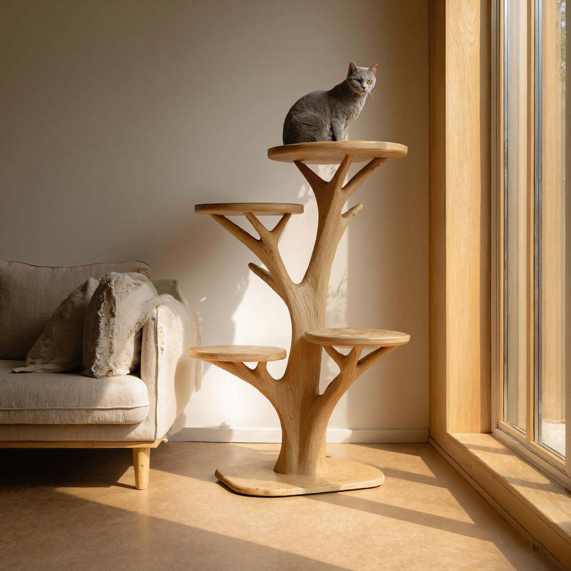 Rustic Cat Play Tree Stand Living Room Decor SINLKITT052