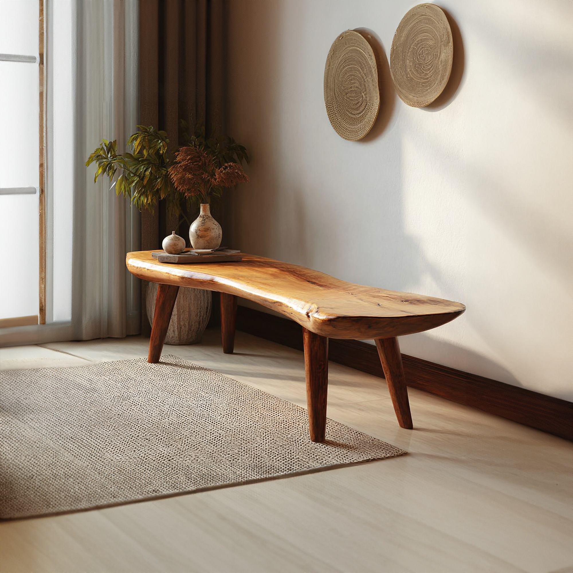 Rustic Long Bench Entryway Modern Accent Furniture SINLKIRS025