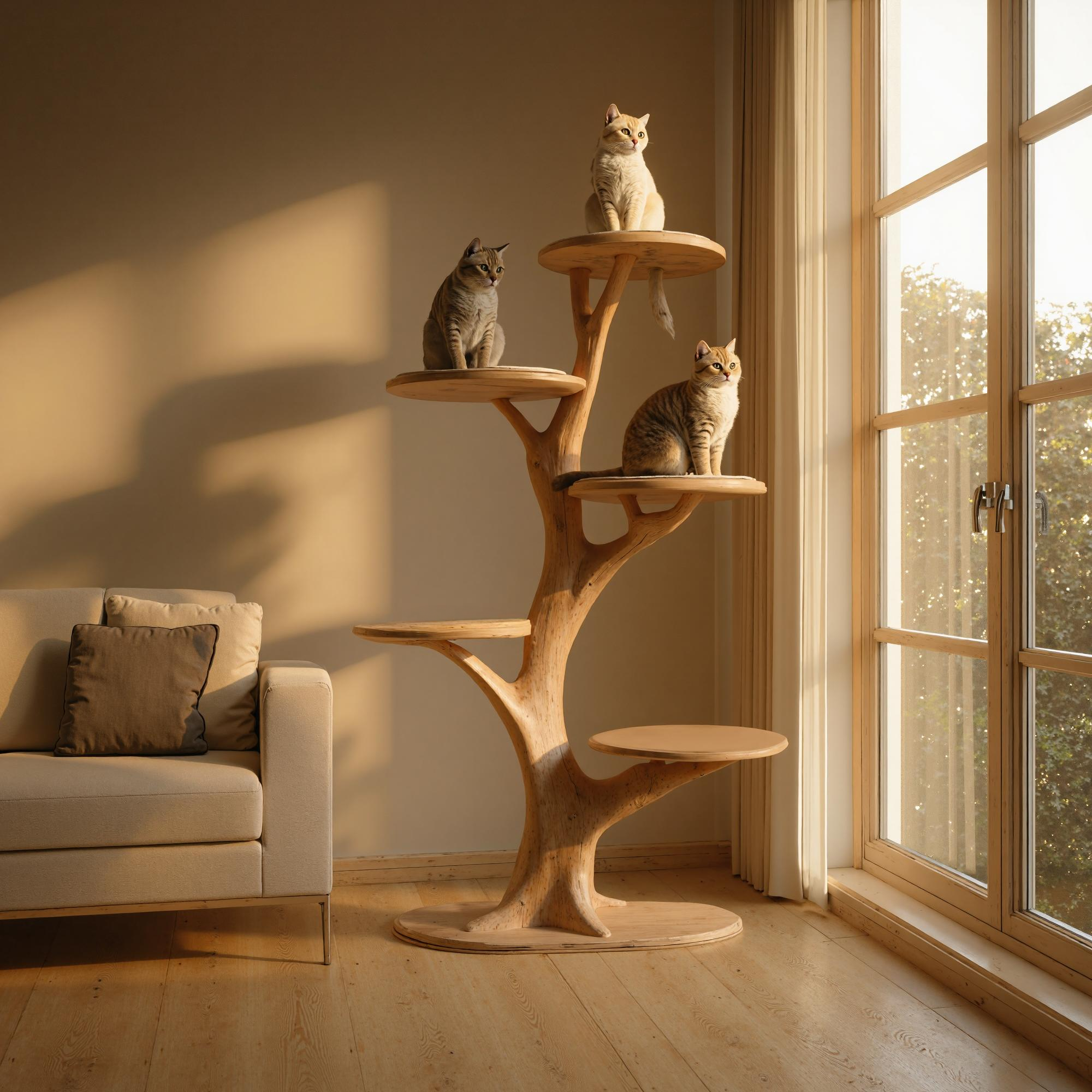 Rustic Cat Tree Stand Living Room Pet Furniture SINLKITT047