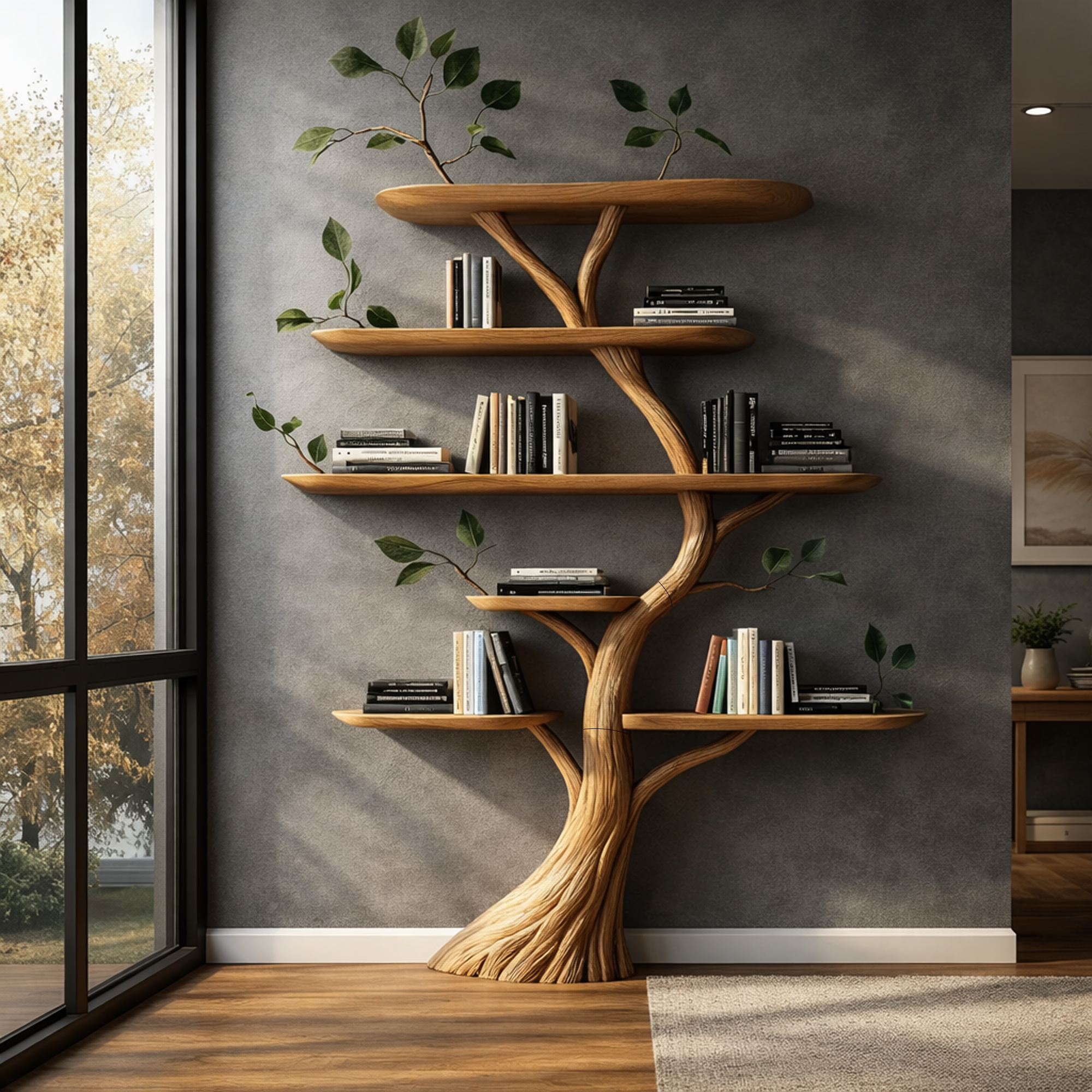 Handcrafted Tree Bookshelf Interior Wall Display SINLKITB626