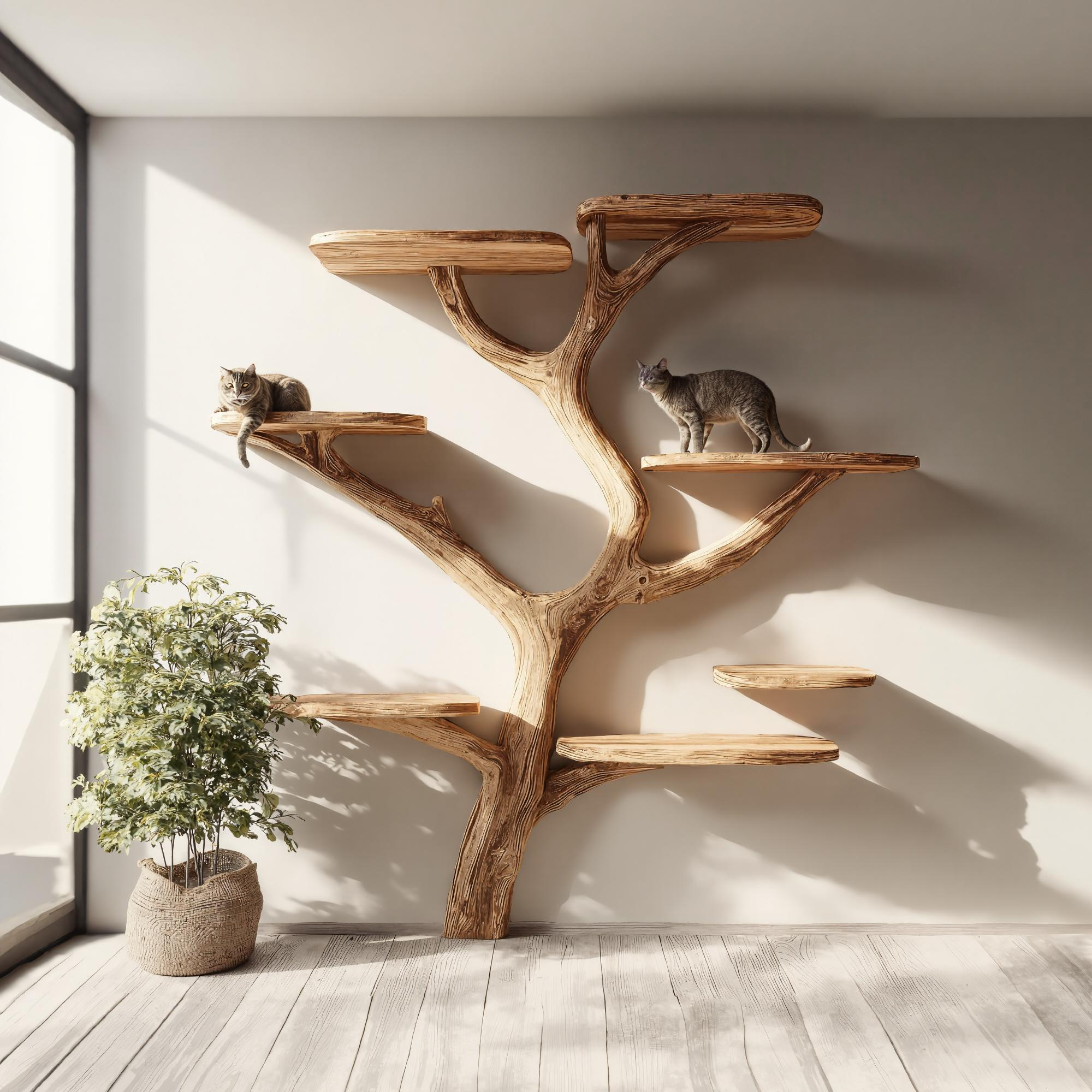 Rustic Cat Tree Perch Living Room Pet Friendly Decor SINLKITT054