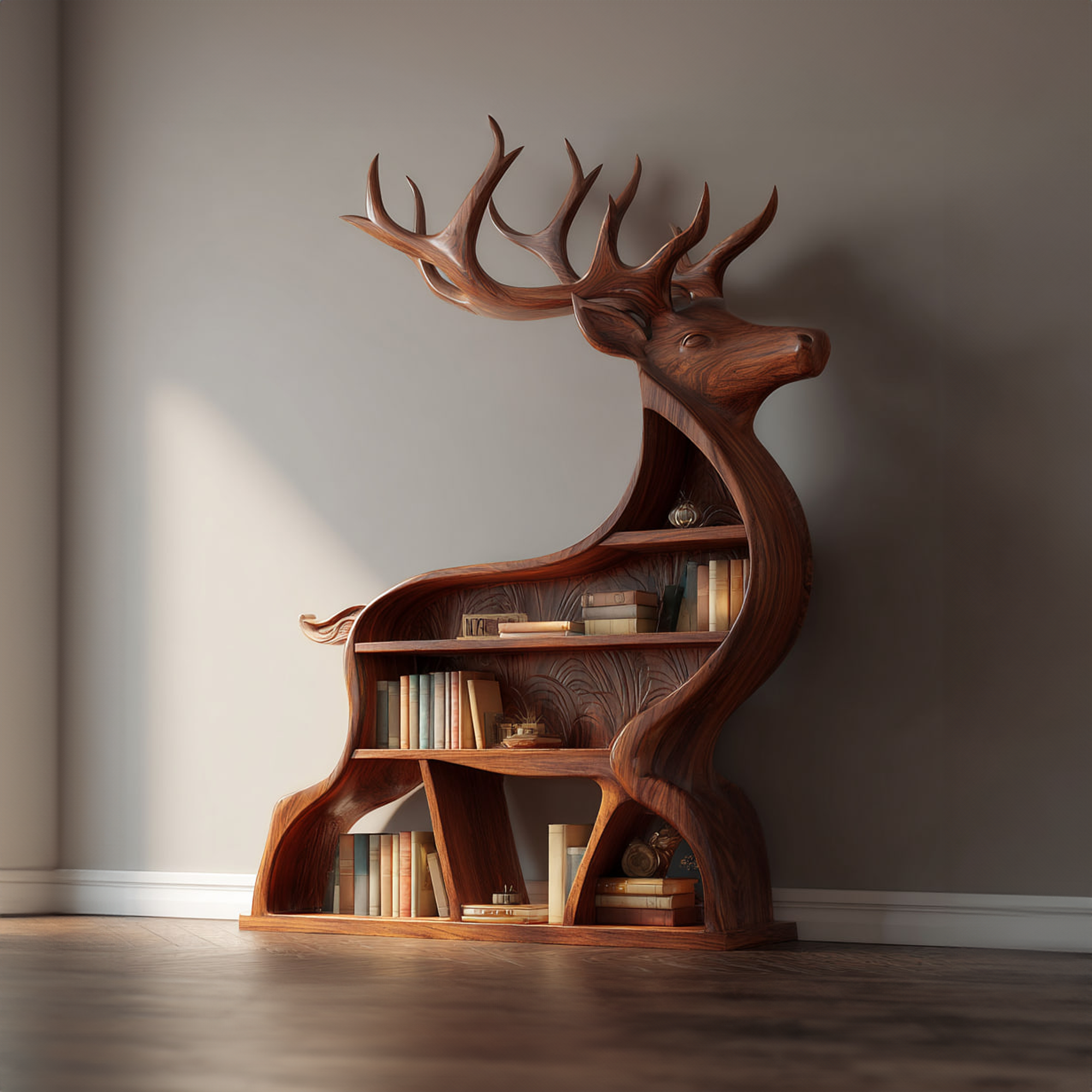Rustic Deer Themed Bookshelf Farmhouse Entryway Or Living Room SINLKISC101