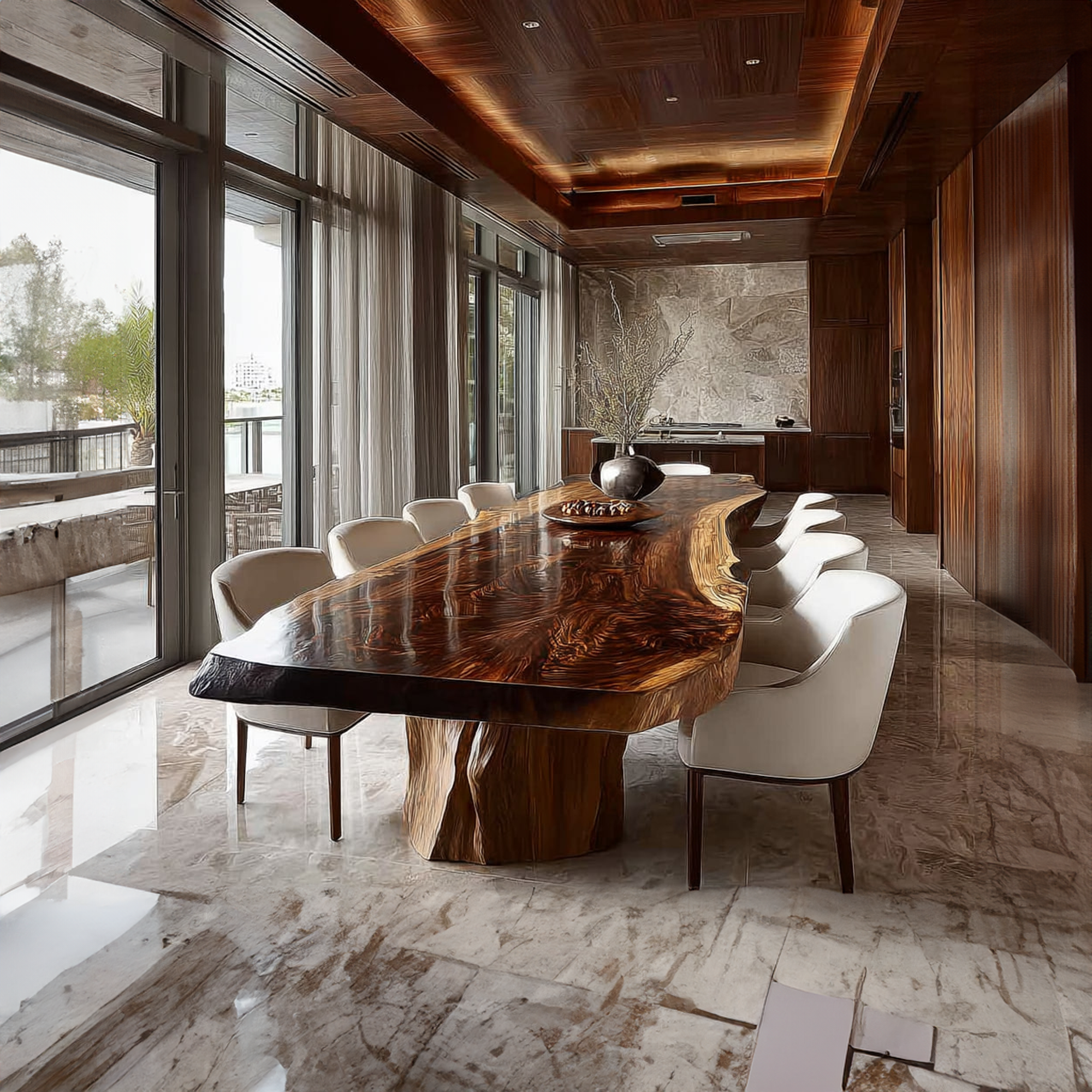 Rustic Live Edge Dining Table Office Space SINLKIDT090