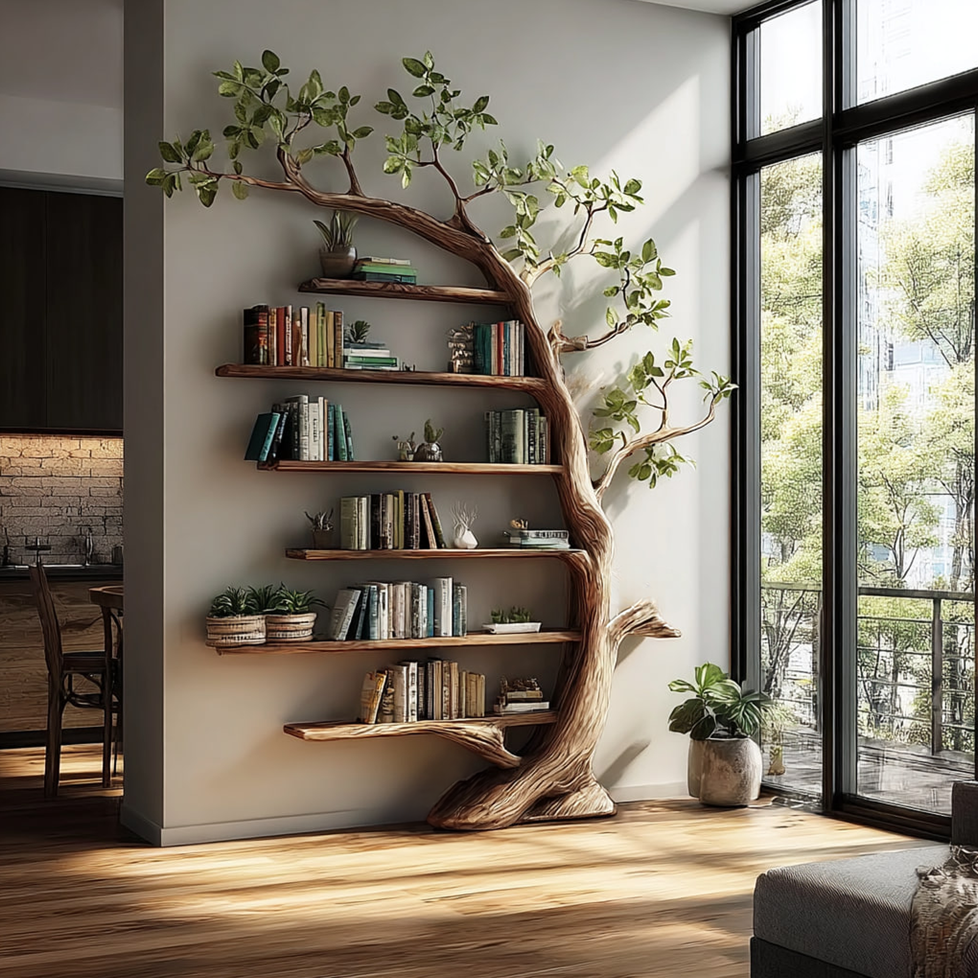 Rustic Tree Wall Unit Living Room Dining Room Artistic Decor SINLKITB480