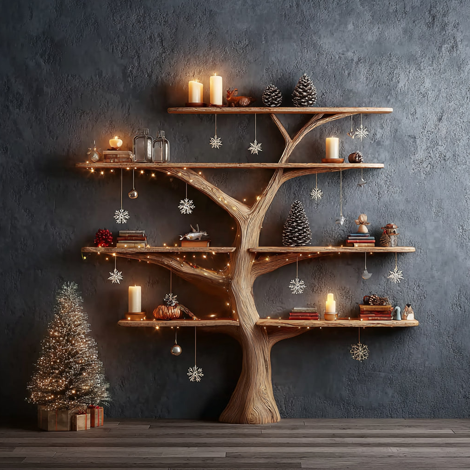 Mid Century Tree Bookshelf Living Bedroom SINLKITB272