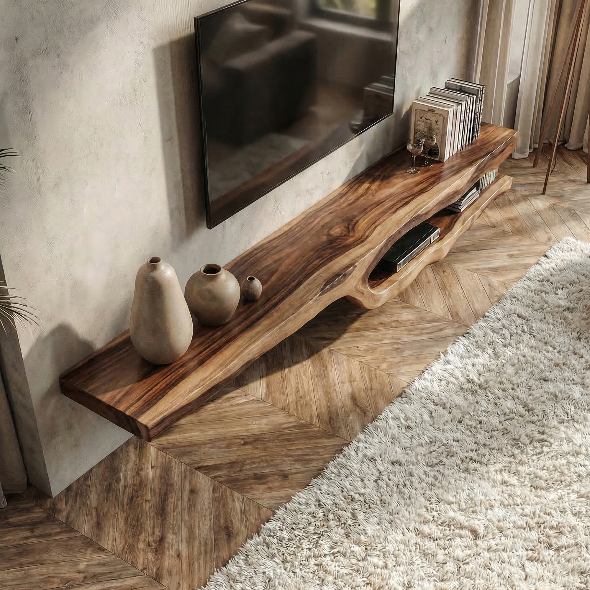 Rustic Floating TV Shelf For Living Room And Bedroom SINLKITS002