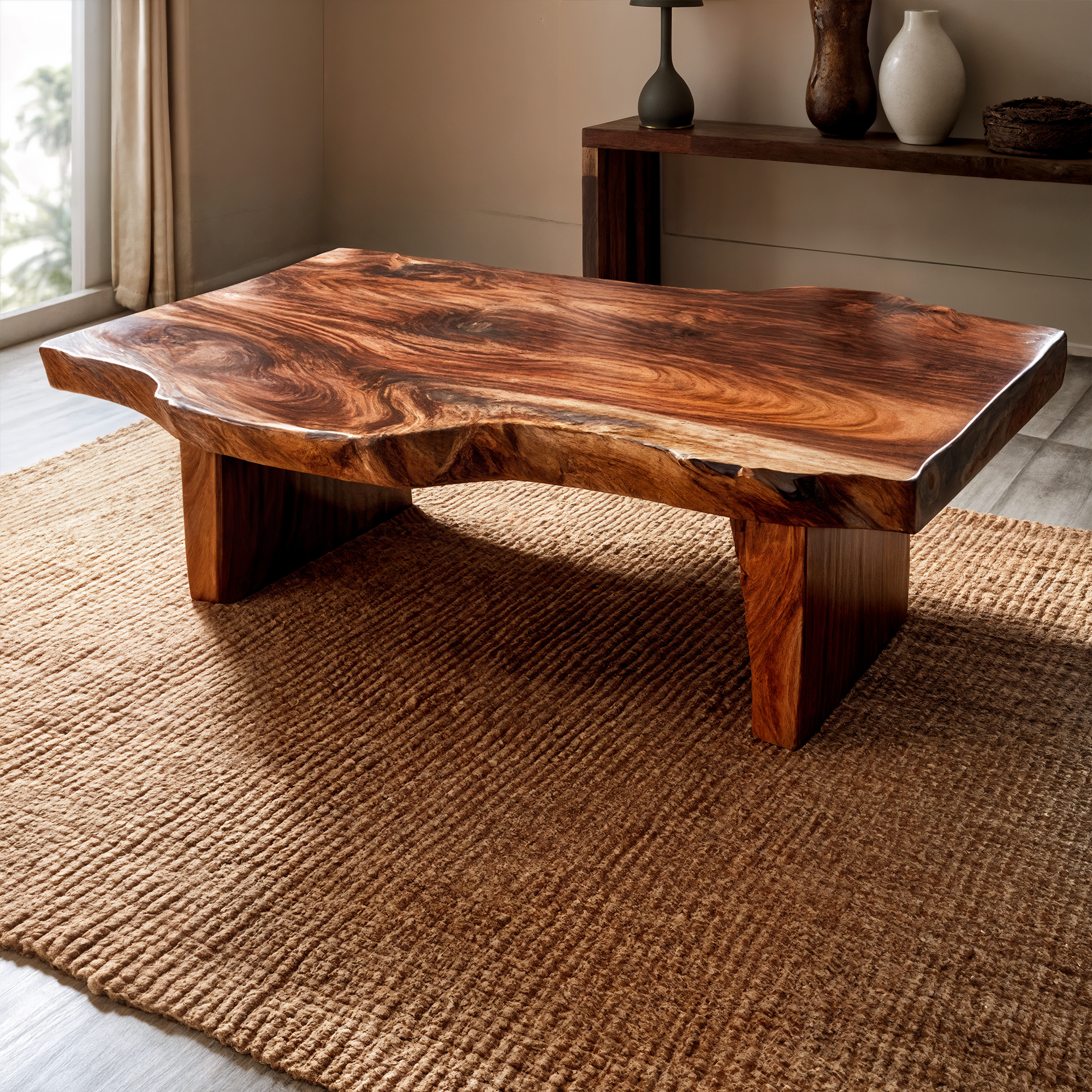 Farmhouse Wood Coffee Table For Cozy Living Room SINLKICF341