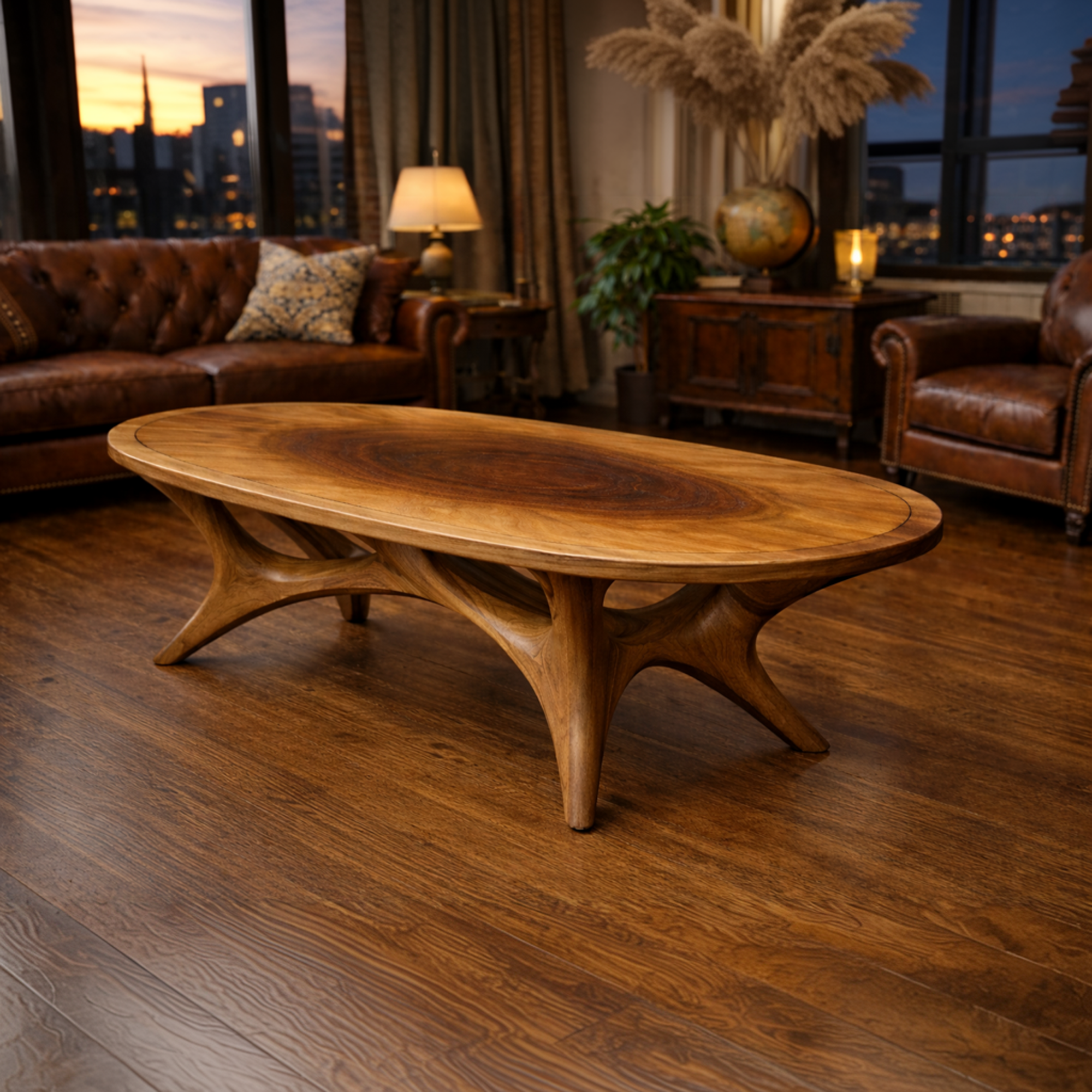 Refined Sculptural Solid Wood Coffee Table Organic Modern Living Room Interior SINLKICF303