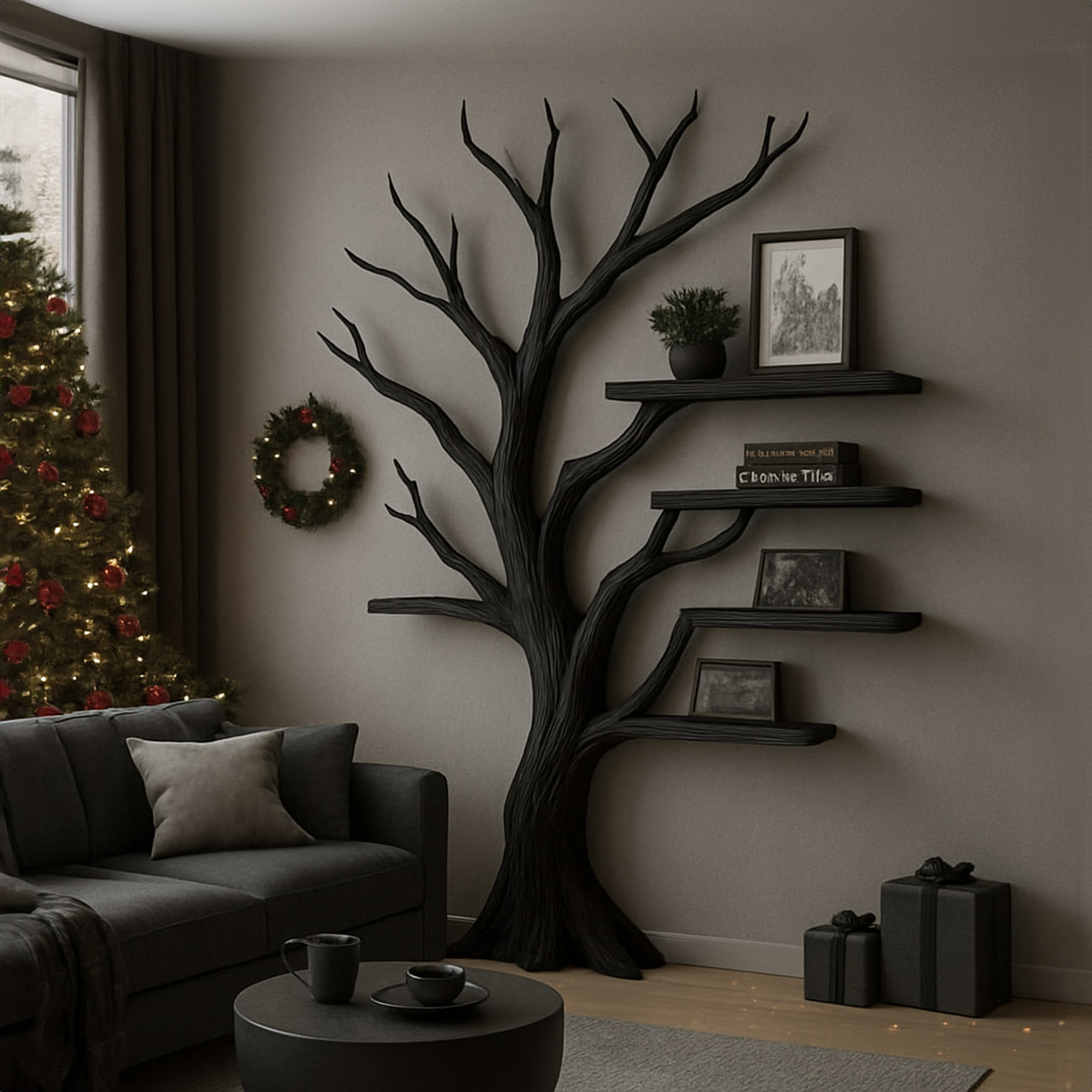Rustic Decorative Tree Bookshelf Home Office Holiday Style SINLKITB495