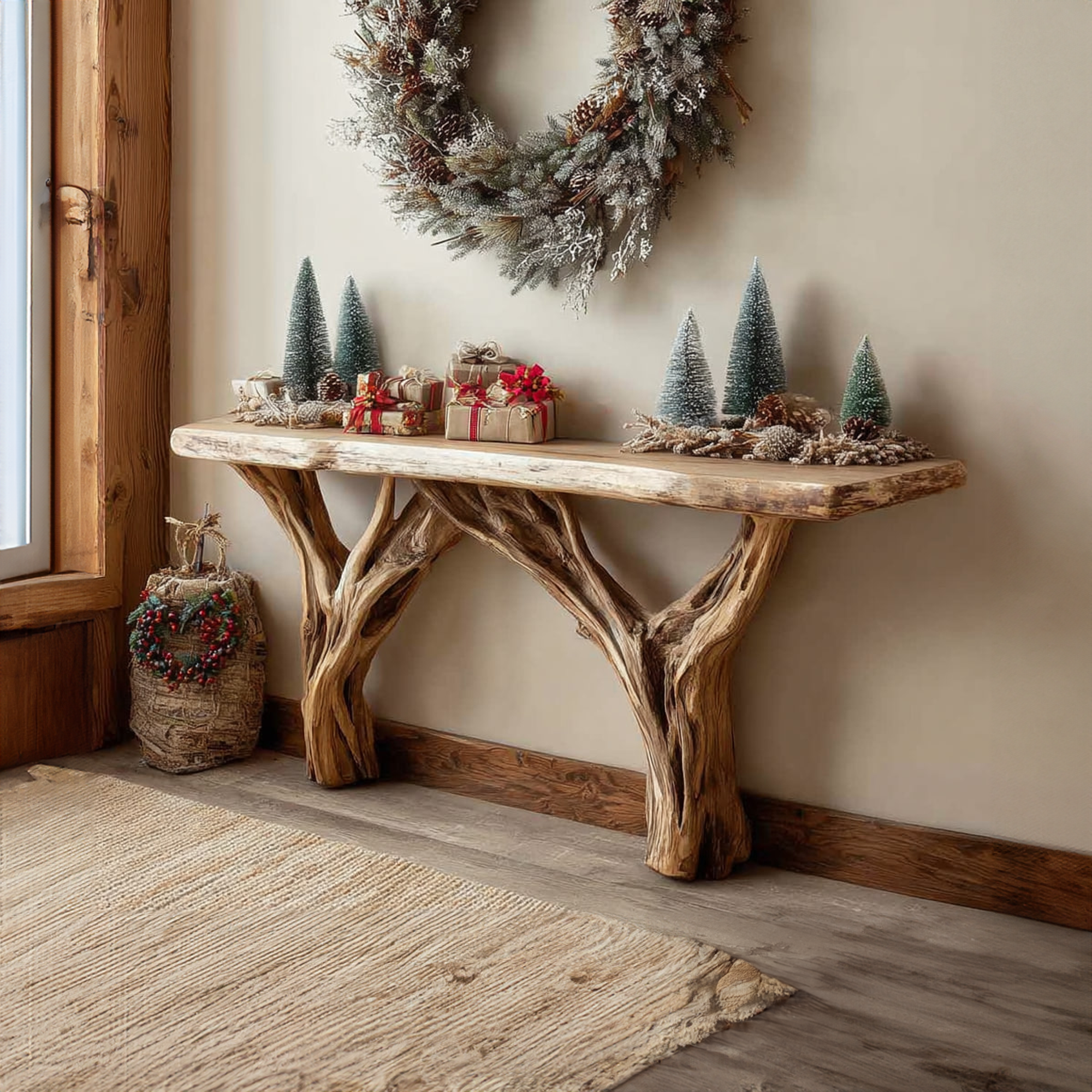 Rustic Console Table Entryway Holiday Decor SINLKICS253