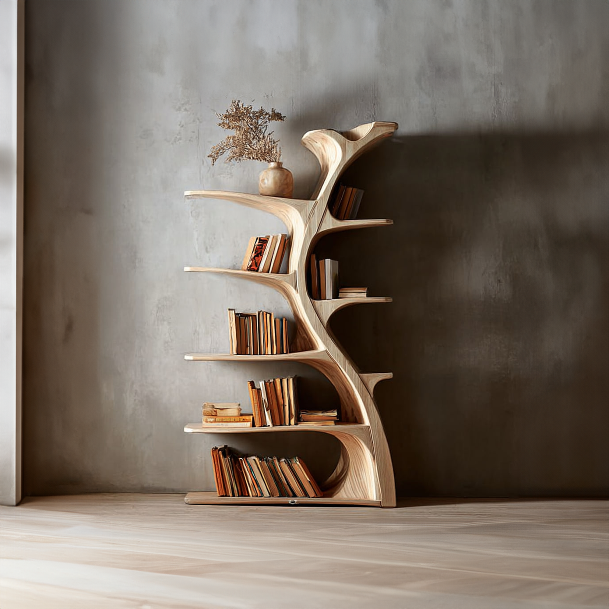 Midcentury Tree Wall Bookcase Home Office SINLKITB251