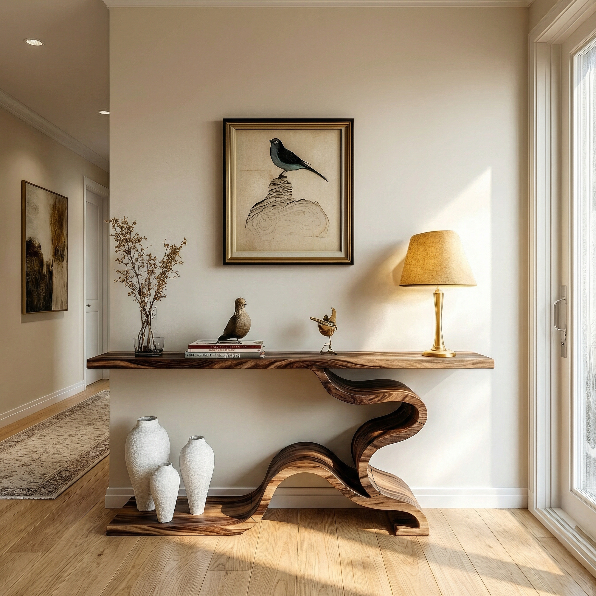 Sculptural S Curve Console Table Sofa Back Living Room SINLKICS495