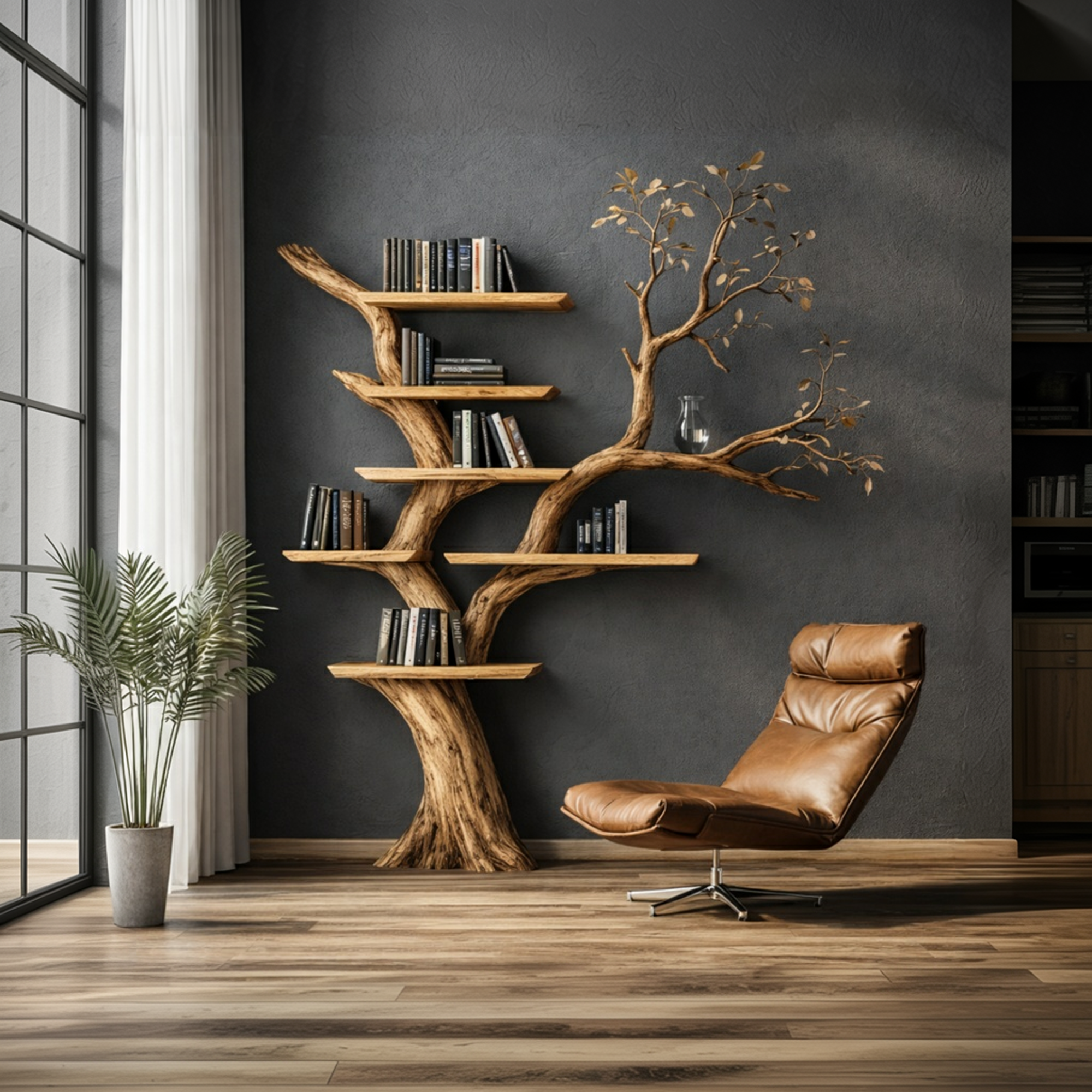 Handcrafted Tree Bookshelf Living Room Interior Statement Wall Feature SINLKITB666