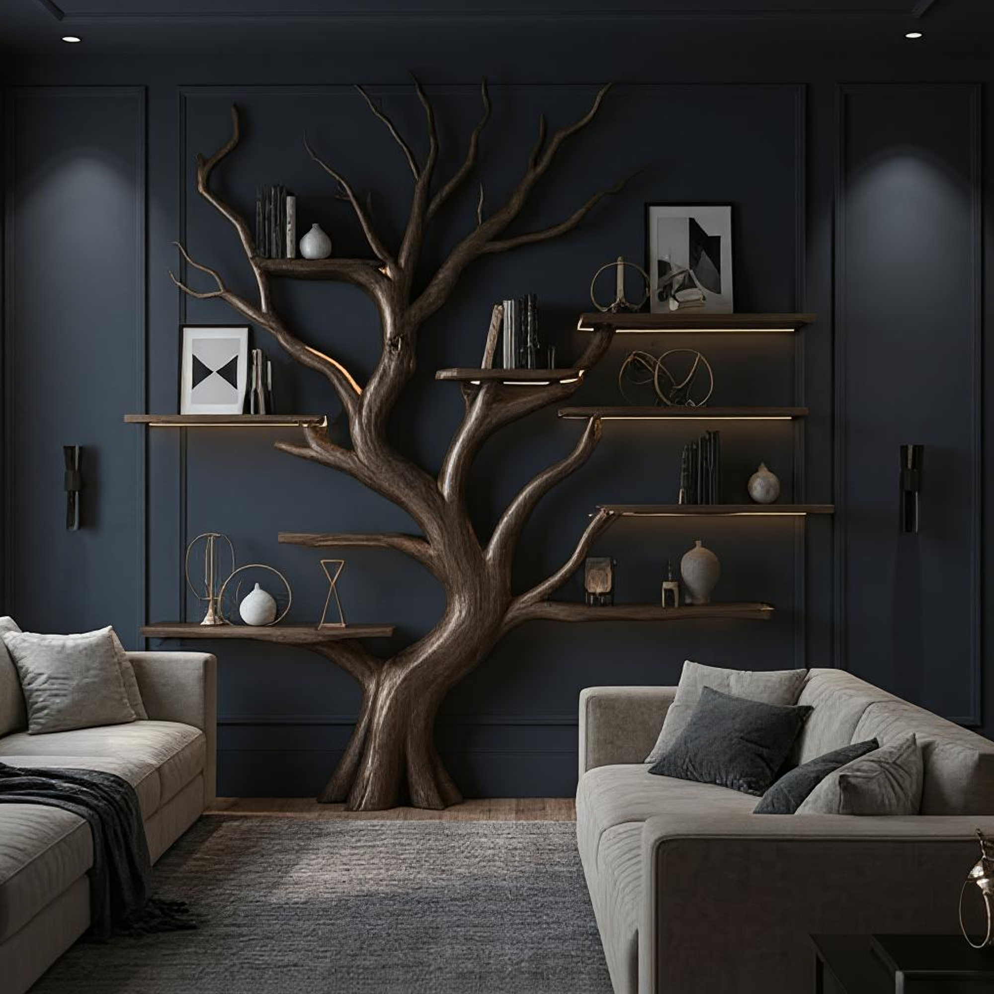Rustic Tree Inspired Shelf Living Room Reading Nook Decor SINLKITB494