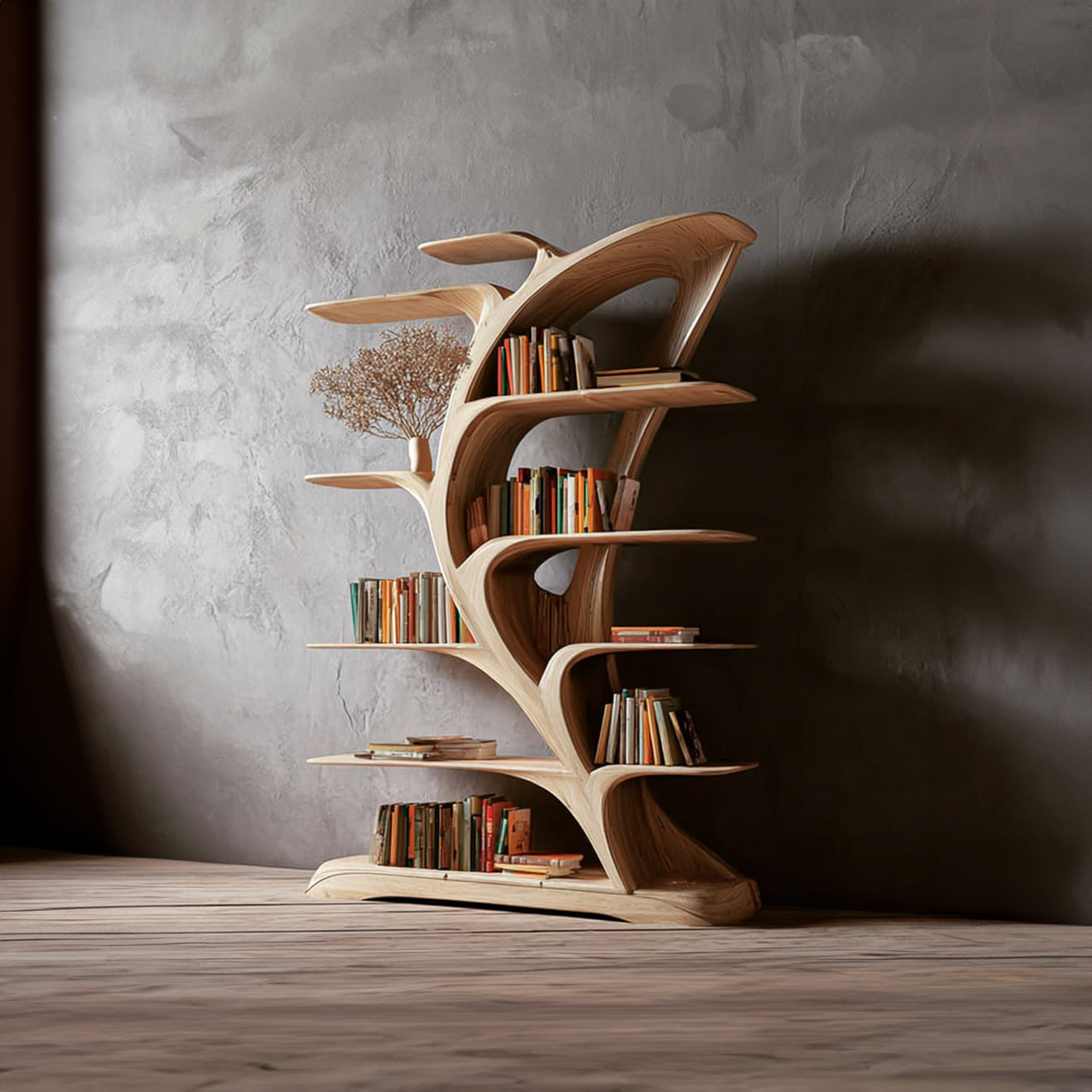 Midcentury Tree Bookshelf Bedroom Reading SINLKITB250