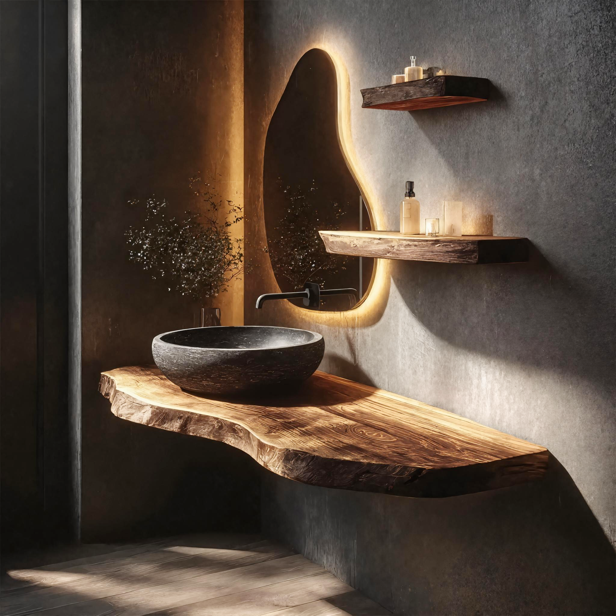 Natural Wood Bathroom Vanity Floating Shelf Countertop Stand SINLKIBRV252