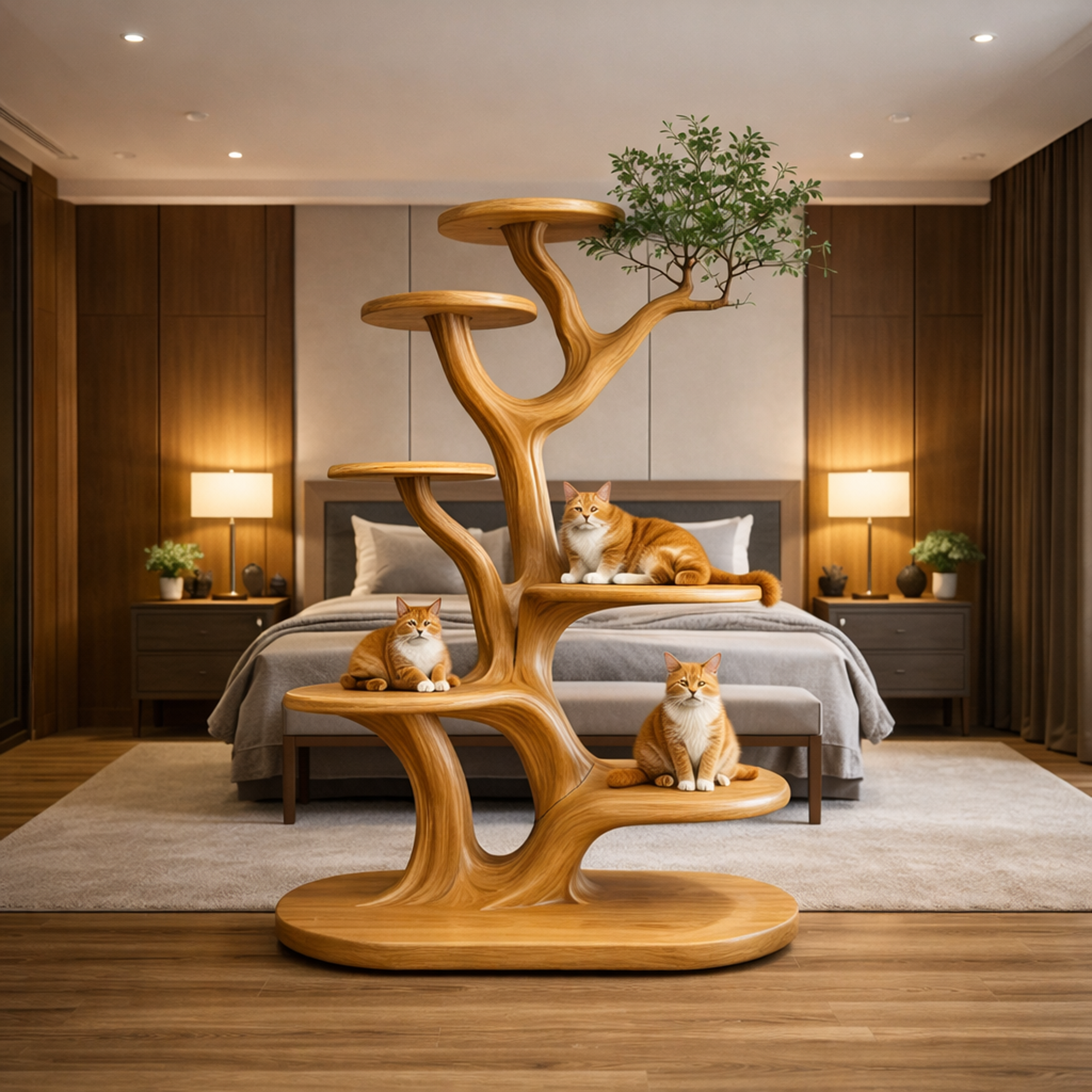 Rustic Tree Cat Play Tower Artistic Living Room SINLKITT077