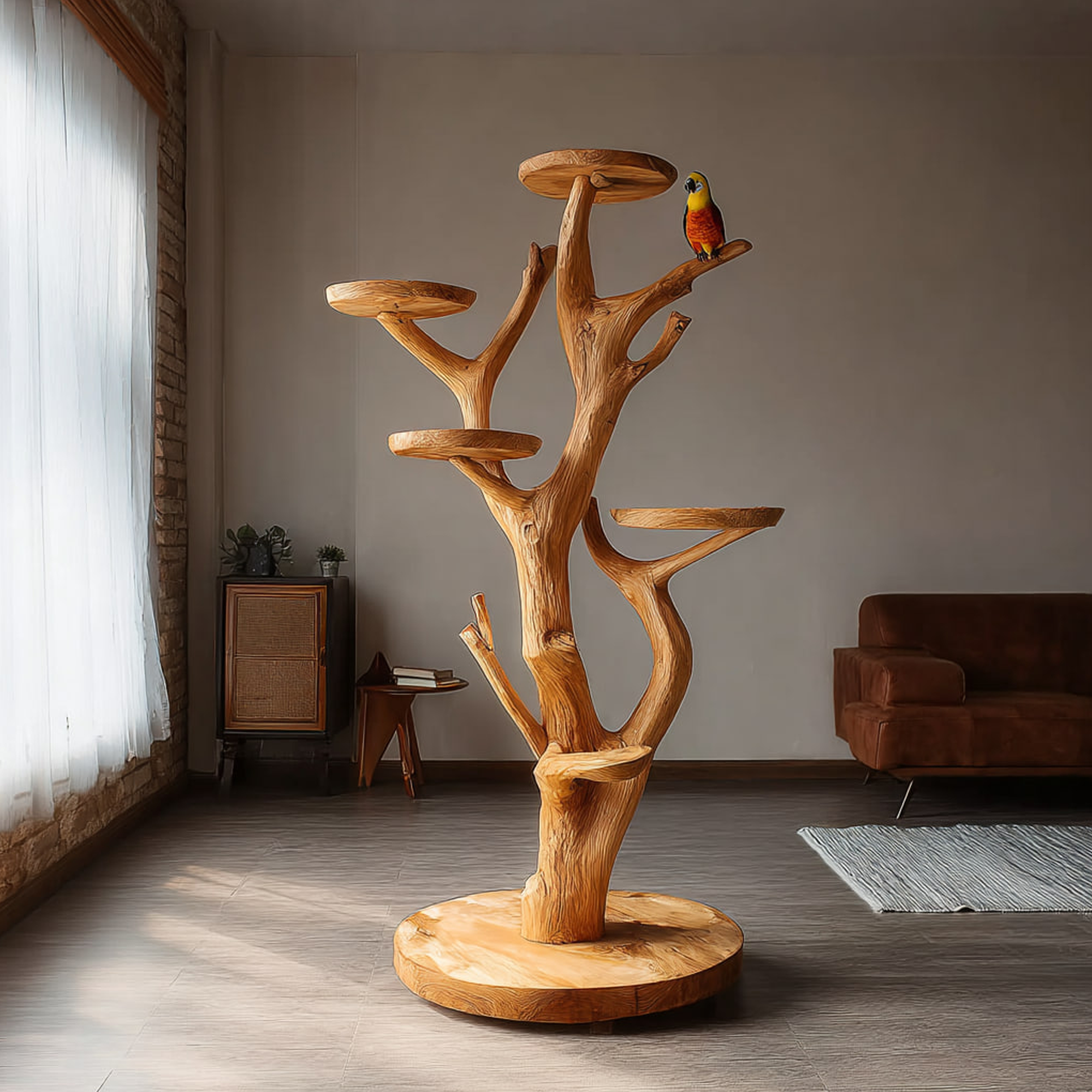 Rustic Bird Perch Tree Stand Living Room Aviary Decor SINLKITT046
