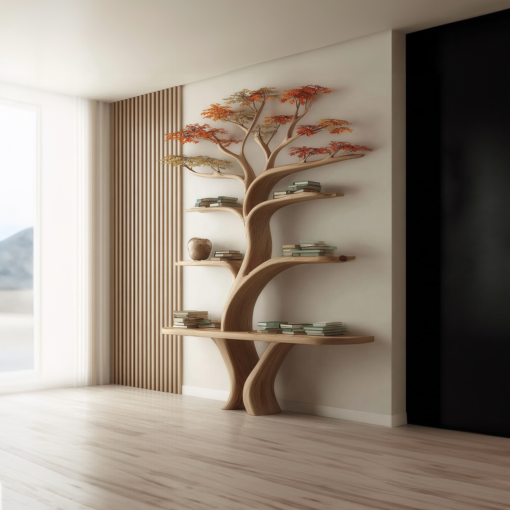 Midcentury Tree Wall Shelf Study Room SINLKITB245
