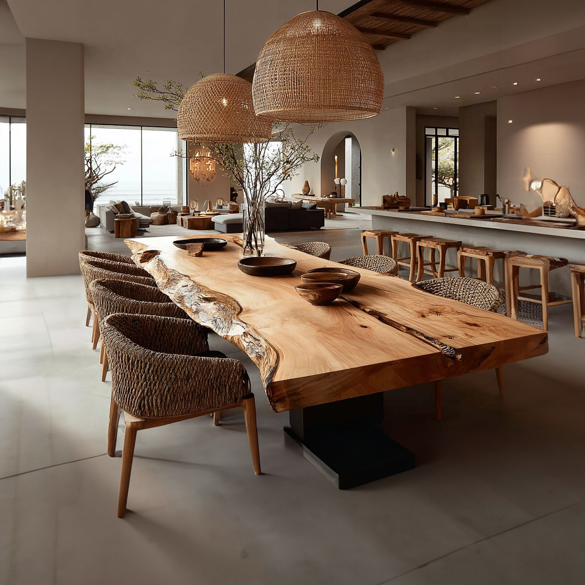 Rustic Live Edge Dining Table Farmhouse Style SINLKIDT109