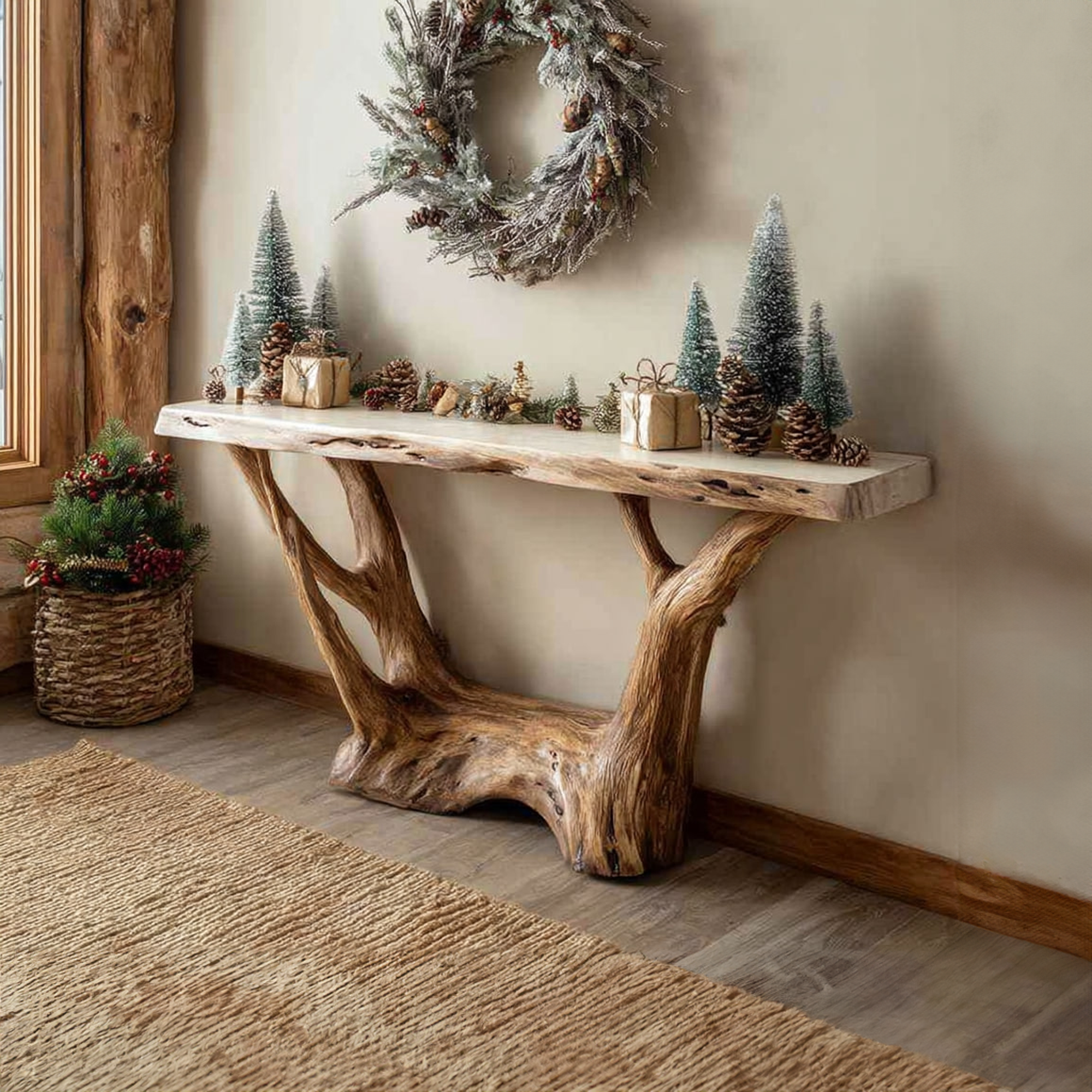 Rustic Console Table Hallway Or Entryway Christmas SINLKICS252