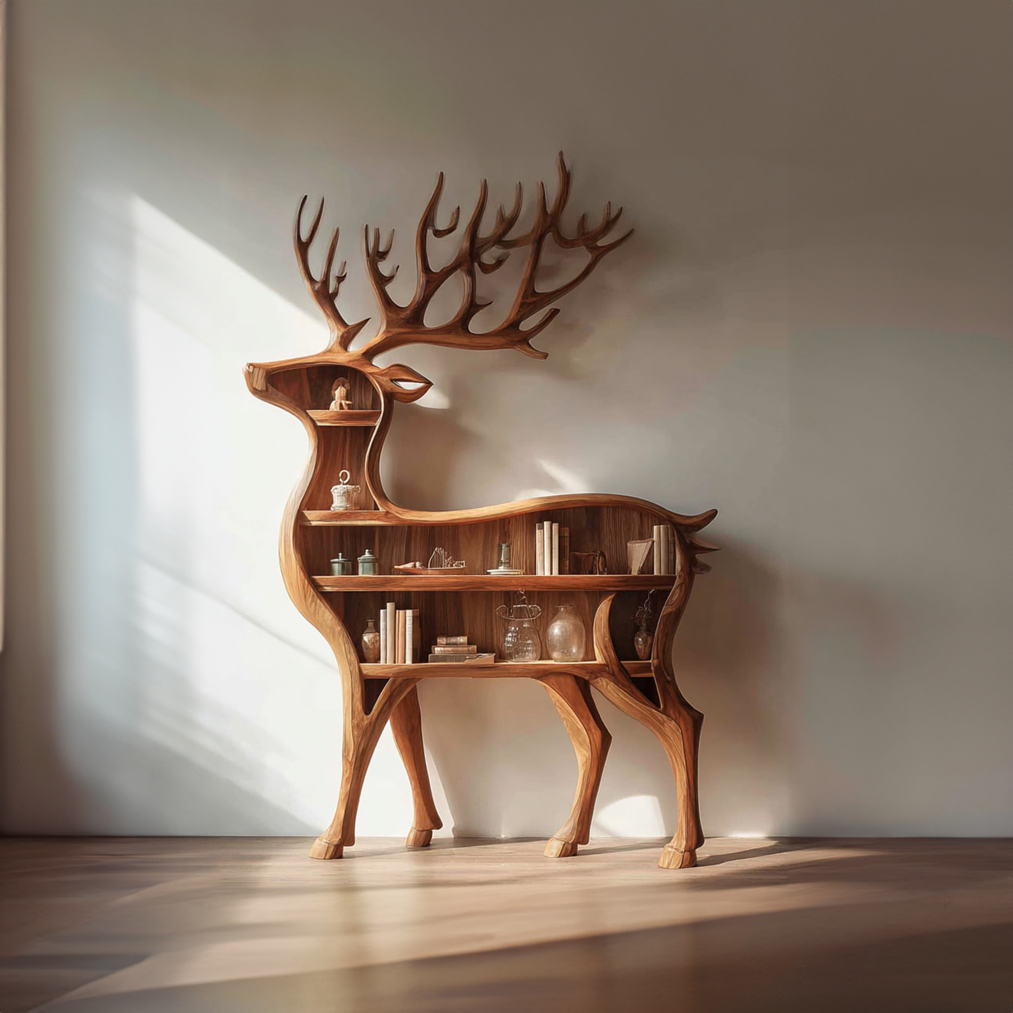 Rustic Deer Bookshelf Living Room Or Entryway Decorative SINLKISC096