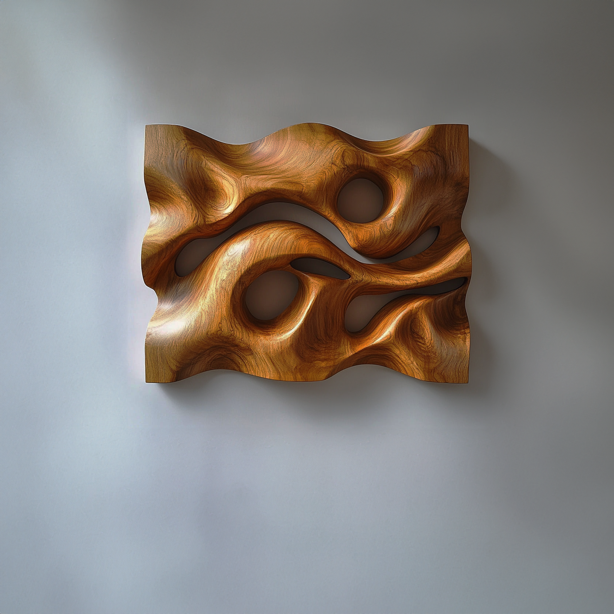 Sculpted Wave Solid Wood Wall Art Headboard Artistic Interior Accent SINLKIWD016