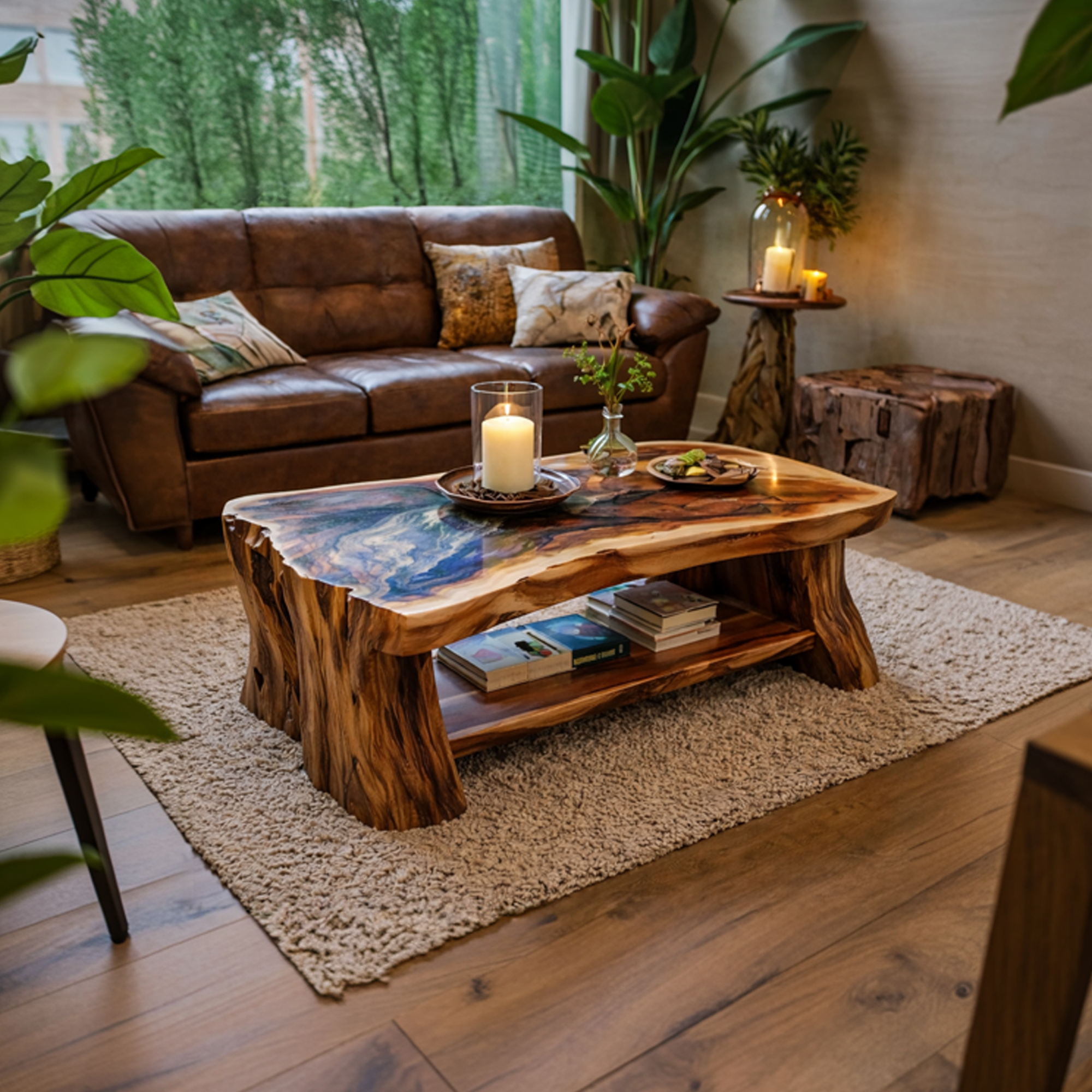 Reclaimed Slab Wood Coffee Table Living Room SINLKICF279